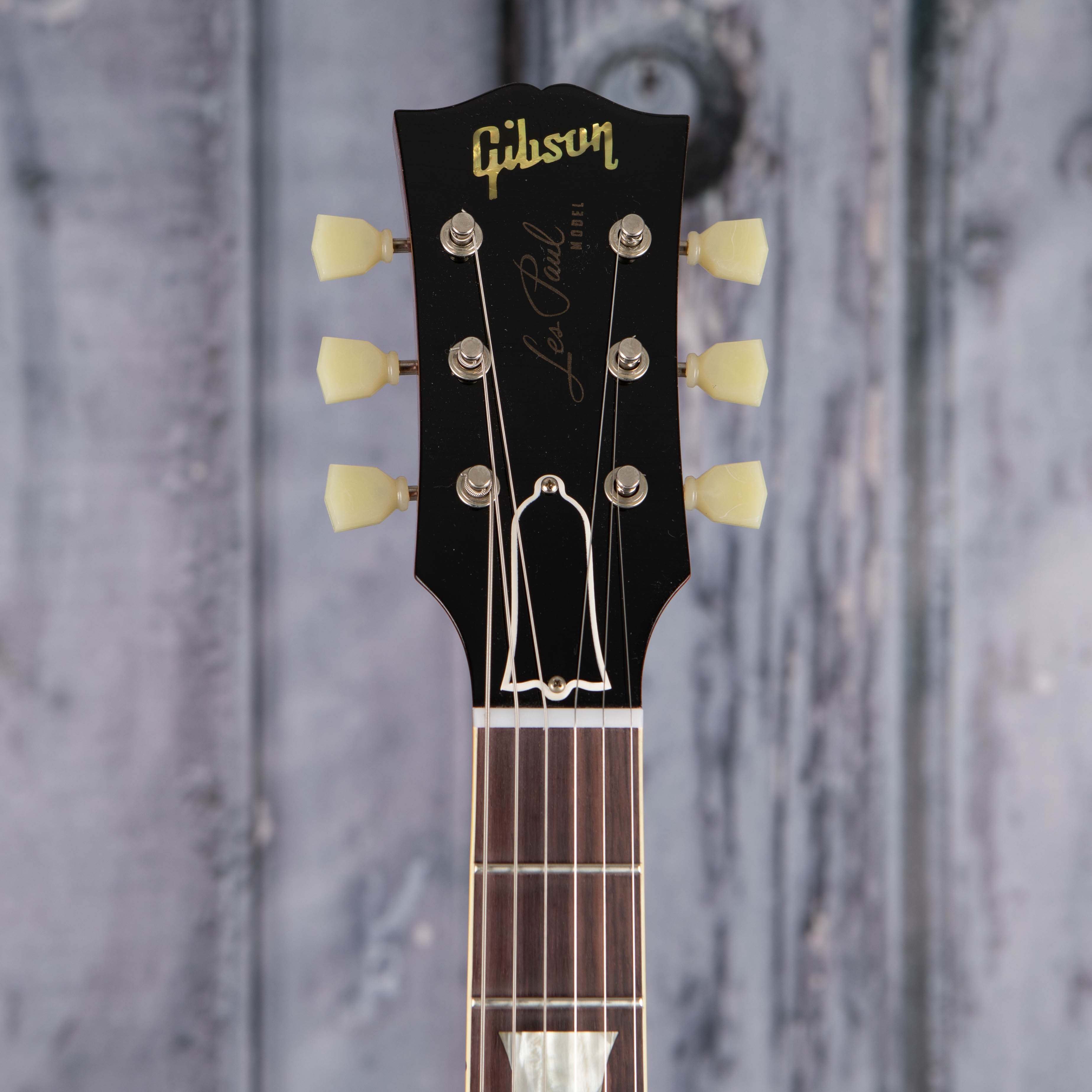 Gibson Custom Shop 1959 Les Paul Standard Reissue Murphy Lab Ultra Light Aged Electric Guitar, Factory Burst, front headstock