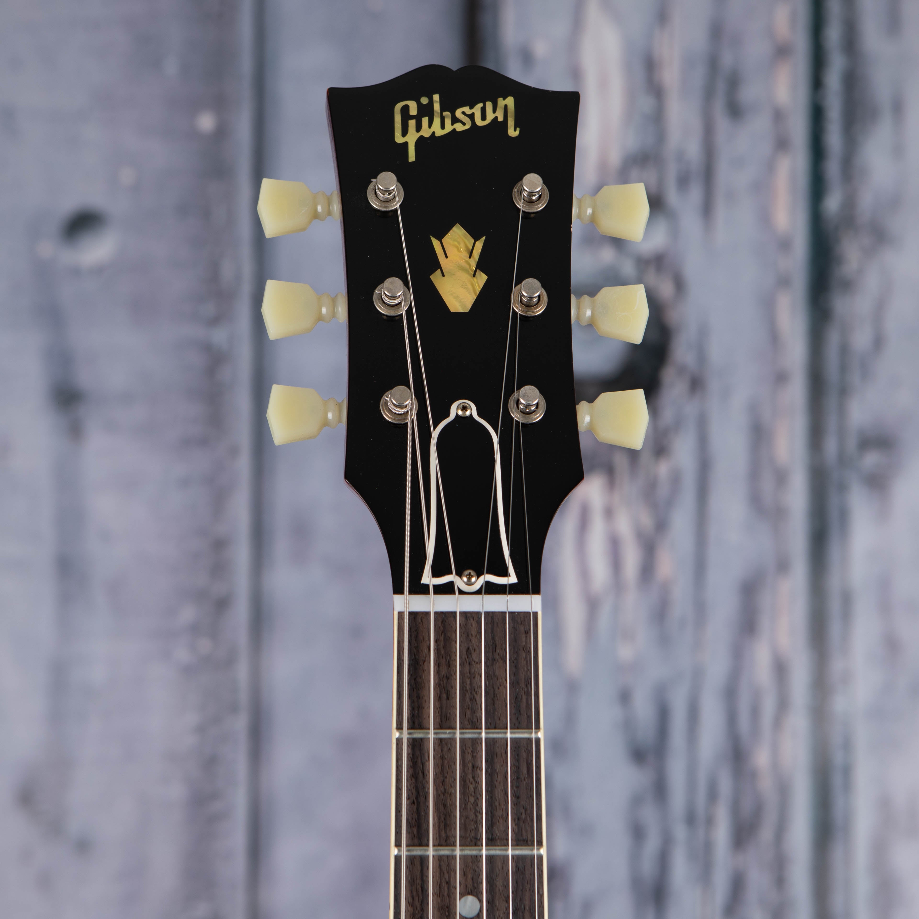 Gibson Custom Shop 1961 ES-335 Reissue Murphy Lab Ultra Light Aged Semi-Hollowbody Guitar, Sixties Cherry, front headstock