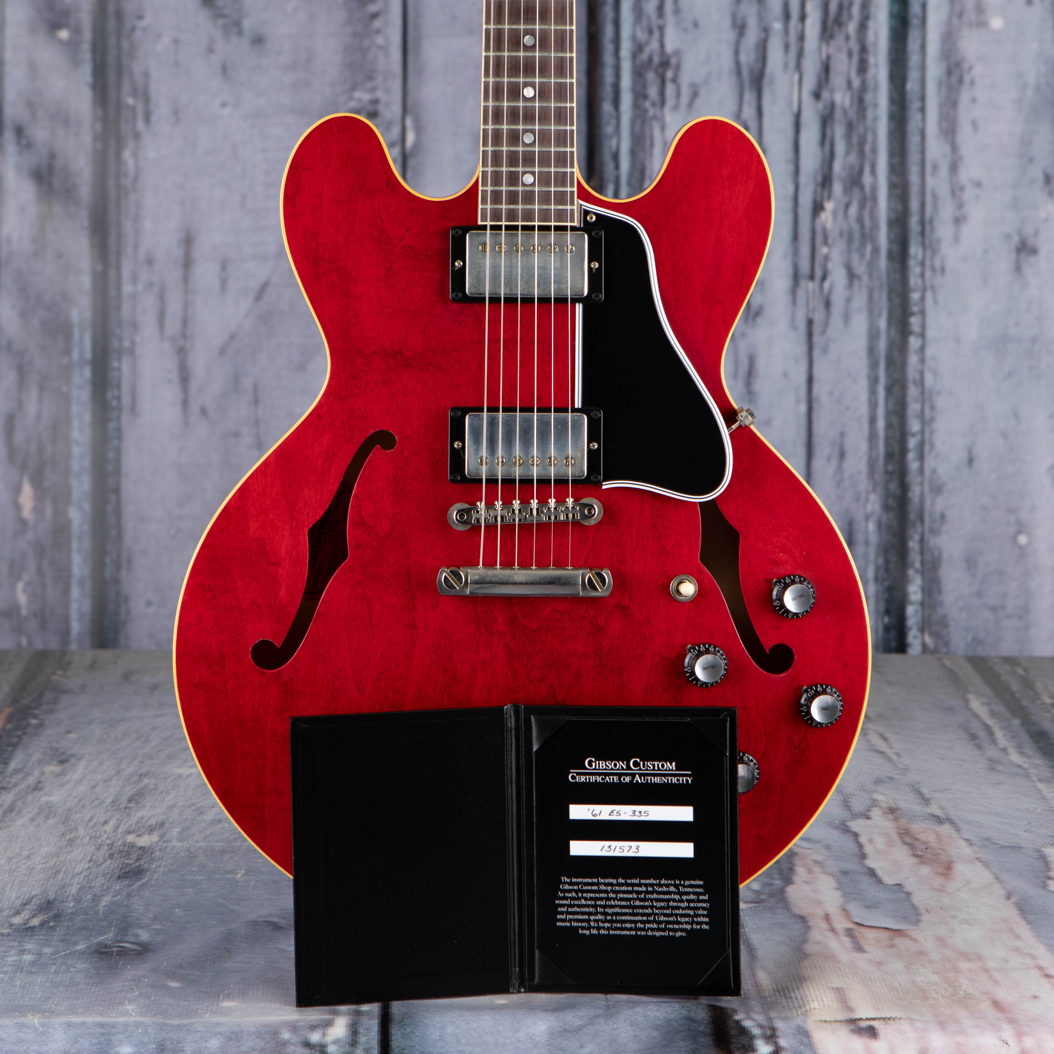 Gibson Custom Shop 1961 ES-335 Reissue VOS Semi-Hollowbody Guitar, Sixties Cherry, coa
