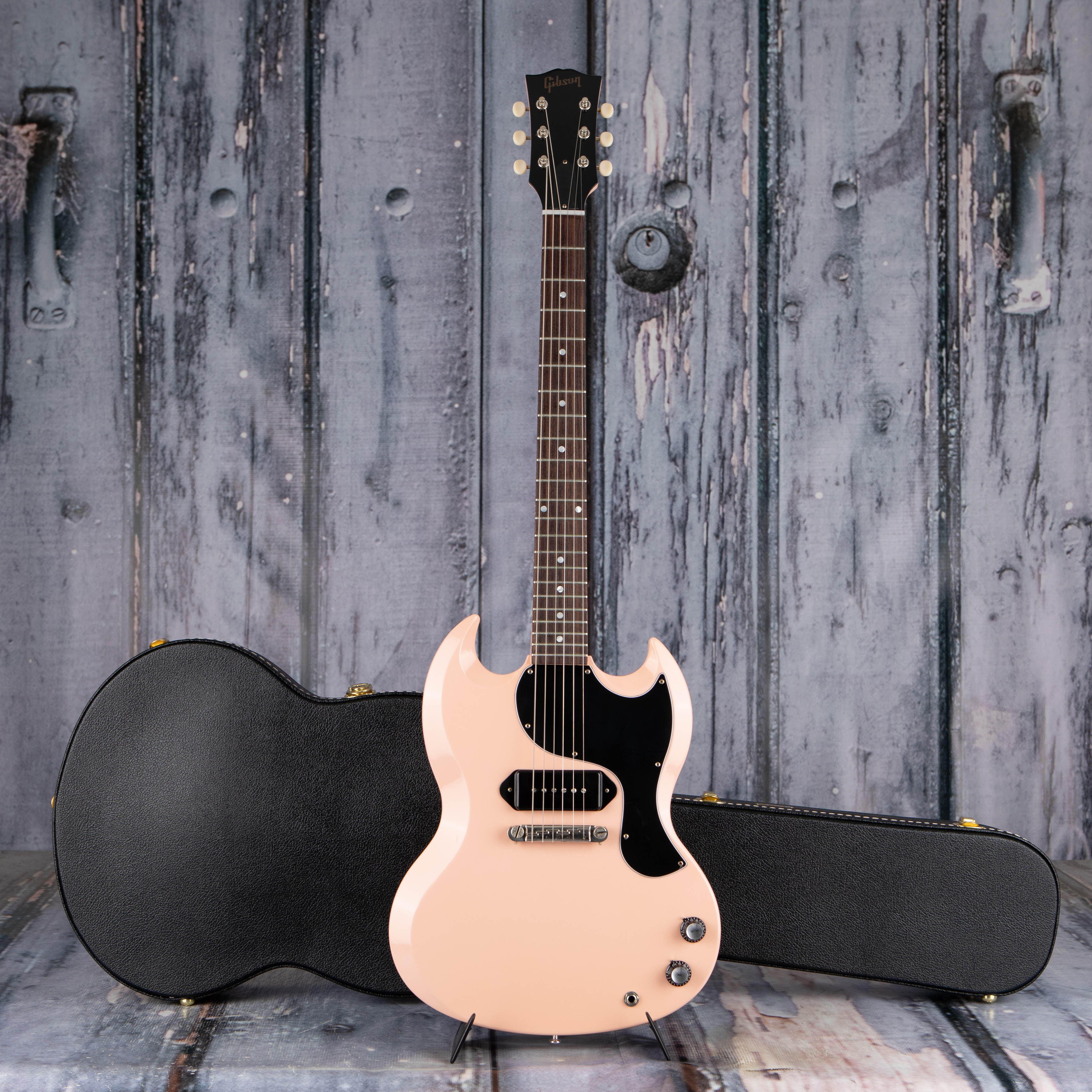 Gibson Custom Shop 1963 SG Junior Reissue Lightning Bar VOS Electric Guitar, Antique Shell Pink, case