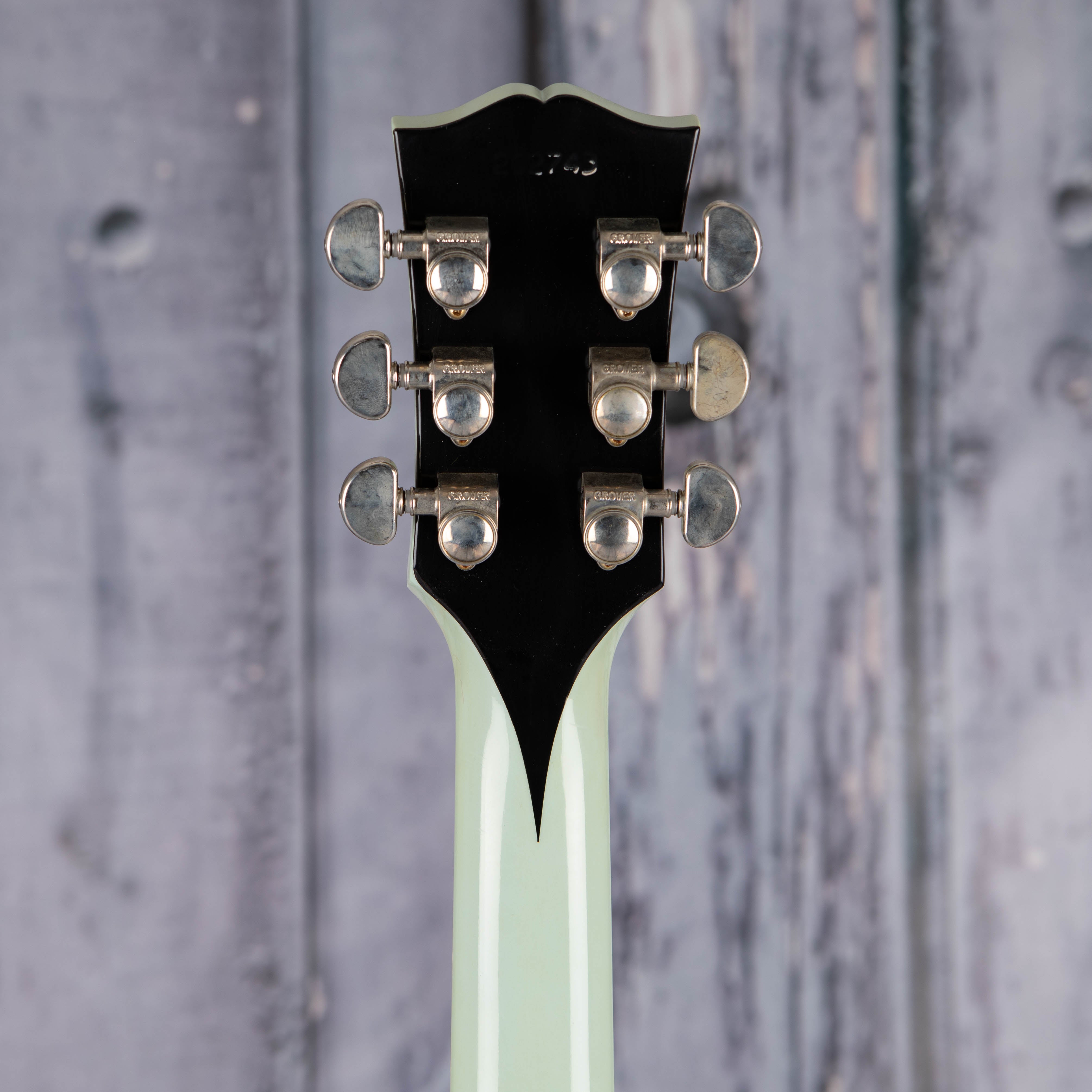 Gibson Custom Shop 1963 SG Special Reissue Lightning Bar VOS Electric Guitar, Frost Blue w/ Black Stinger, back headstock