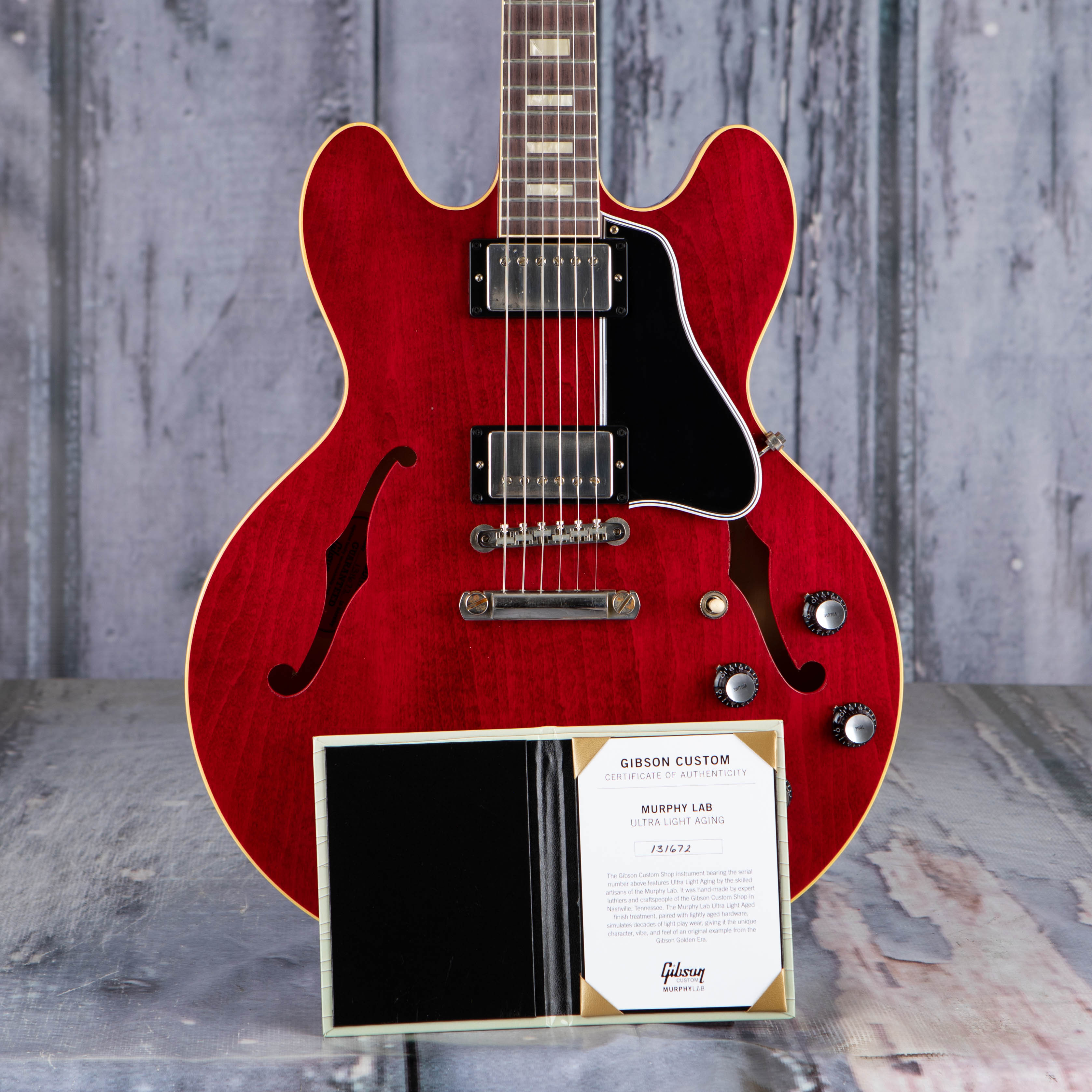 Gibson Custom Shop 1964 ES-335 Reissue Murphy Lab Ultra Light Aged Semi-Hollowbody Electric Guitar, Sixties Cherry, coa