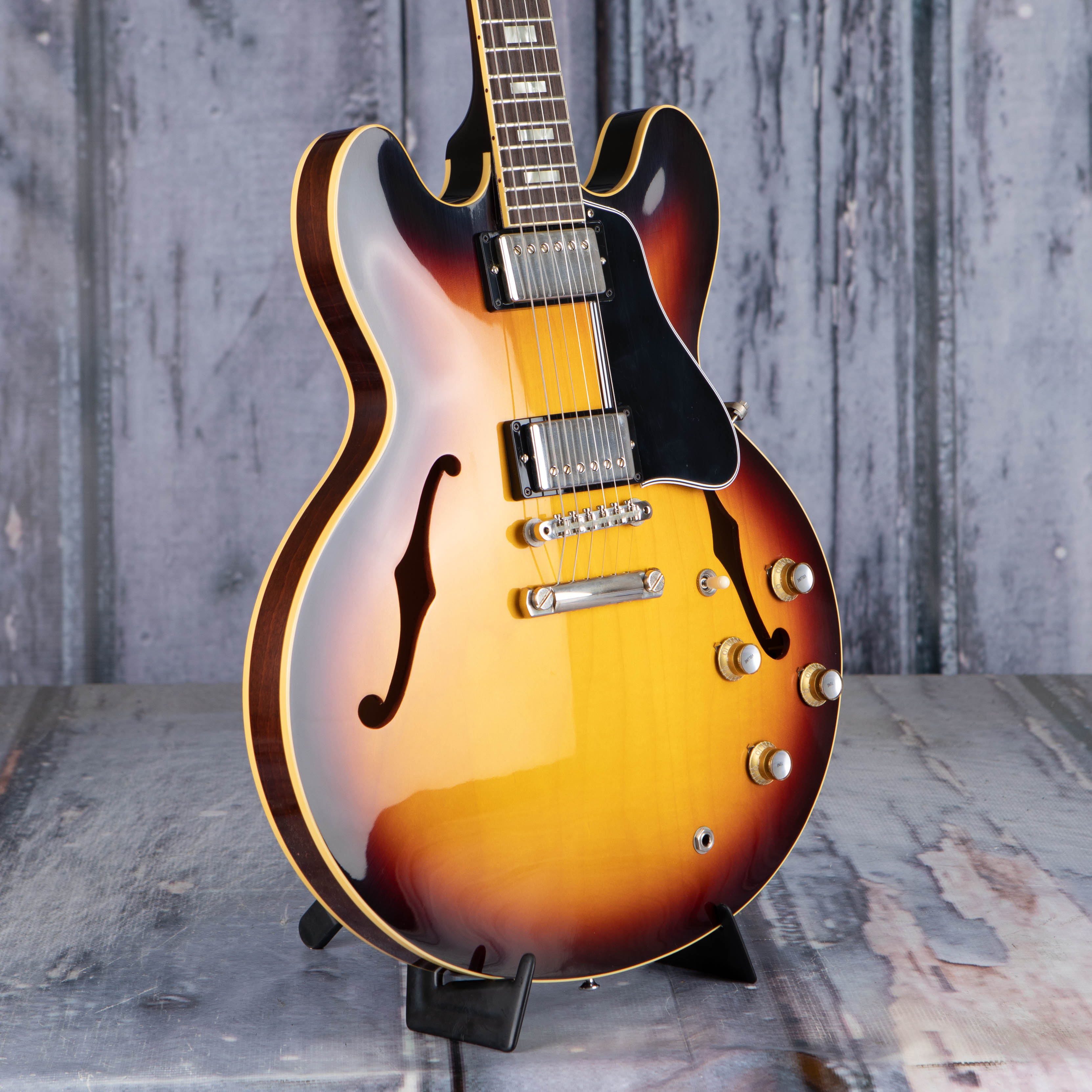 Gibson Custom Shop 1964 ES-335 Reissue Semi-Hollowbody Guitar, Vintage Burst, angle
