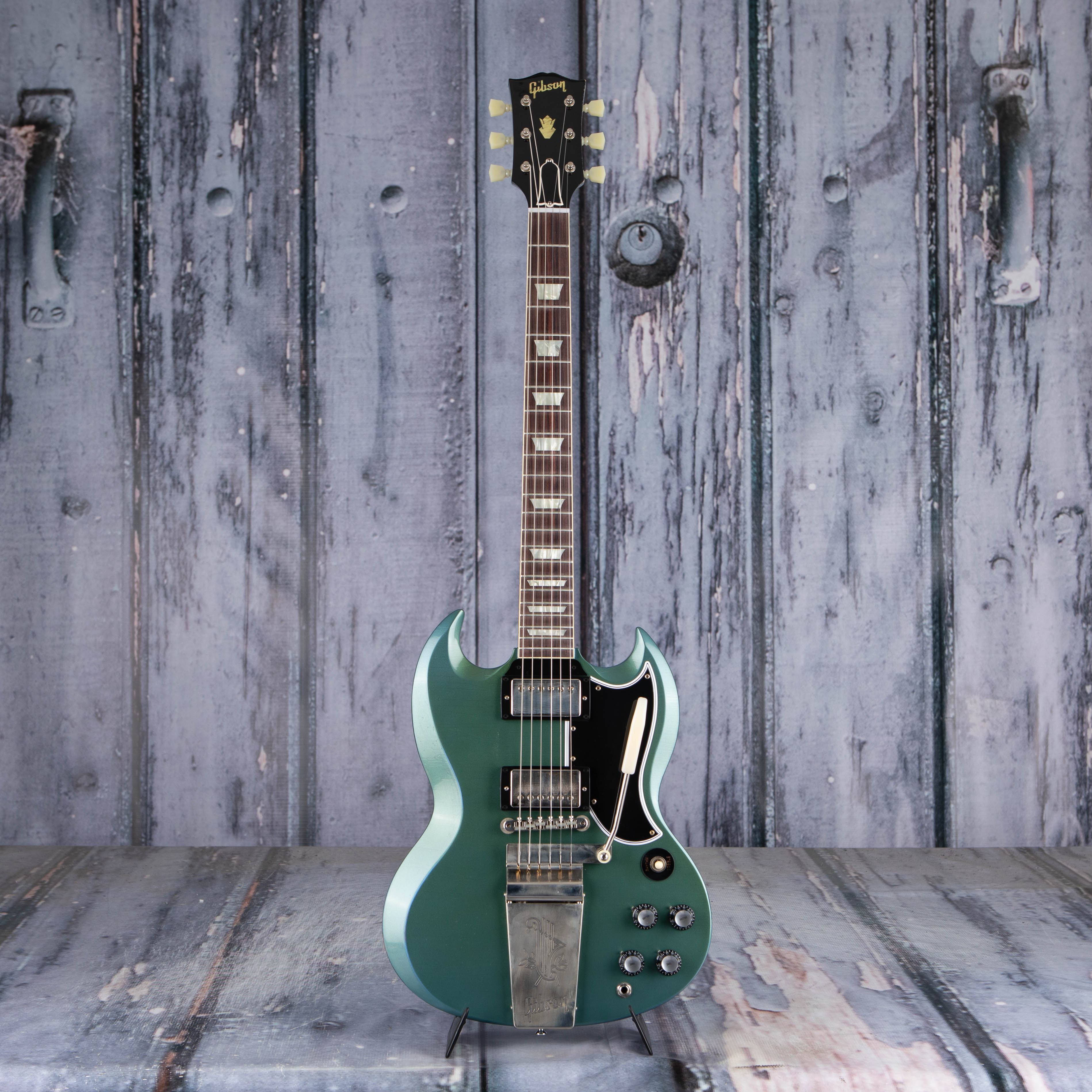 Gibson Custom Shop 1964 SG Standard Reissue w/ Maestro Vibrola Murphy Lab Light Aged Electric Guitar, Antique Pelham Blue, front