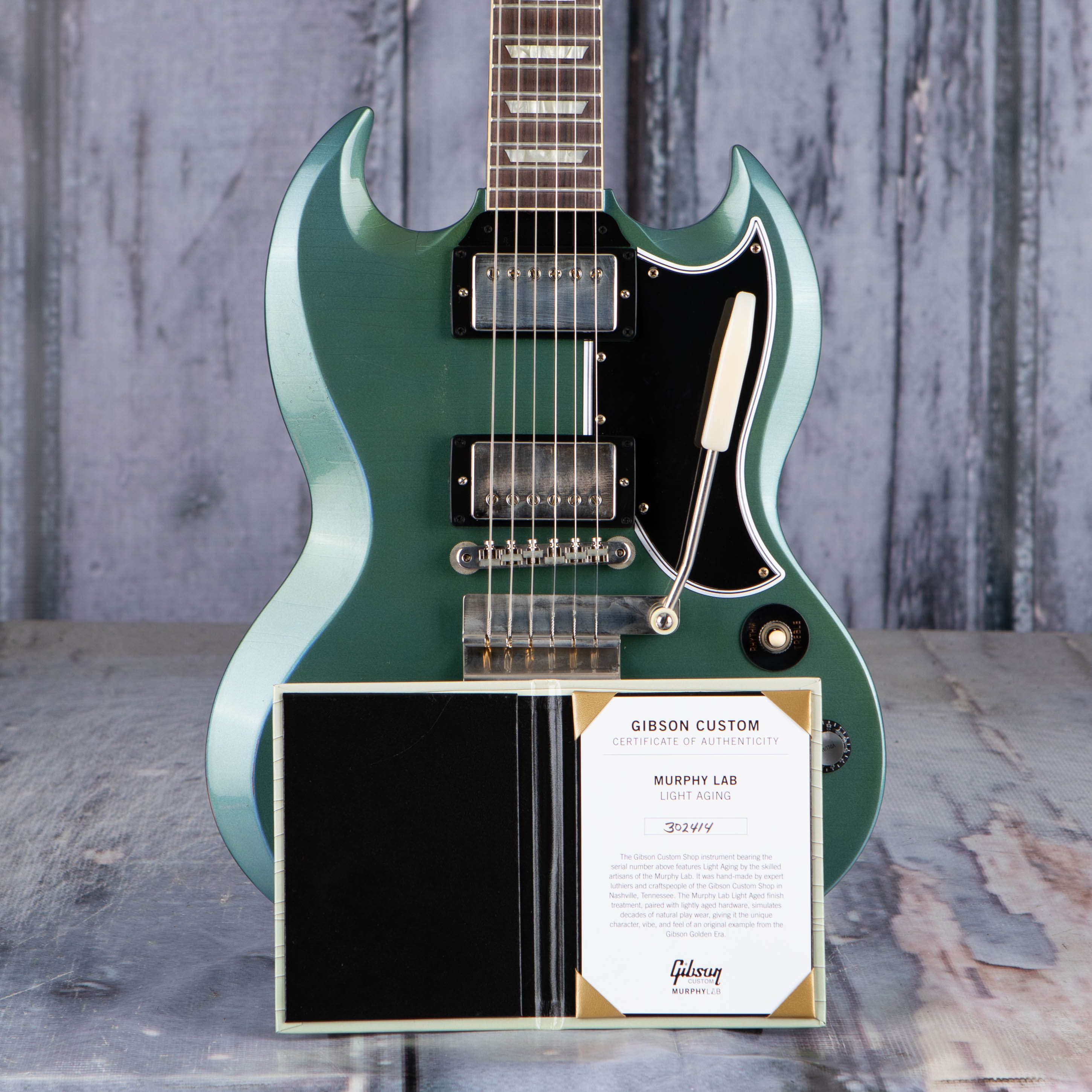 Gibson Custom Shop 1964 SG Standard Reissue w/ Maestro Vibrola Murphy Lab Light Aged Electric Guitar, Antique Pelham Blue, coa
