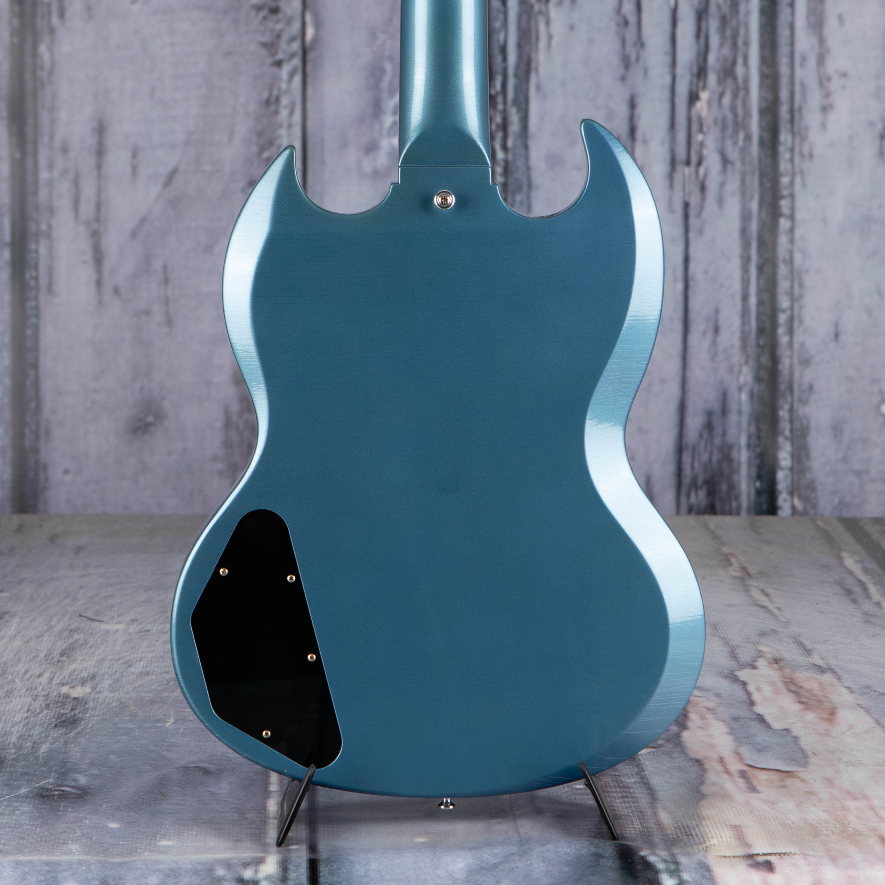 Gibson Custom Shop 1964 SG Standard W/ Maestro Vibrola Murphy Lab Ultra Light Aged Electric Guitar, Pelham Blue, back closeup