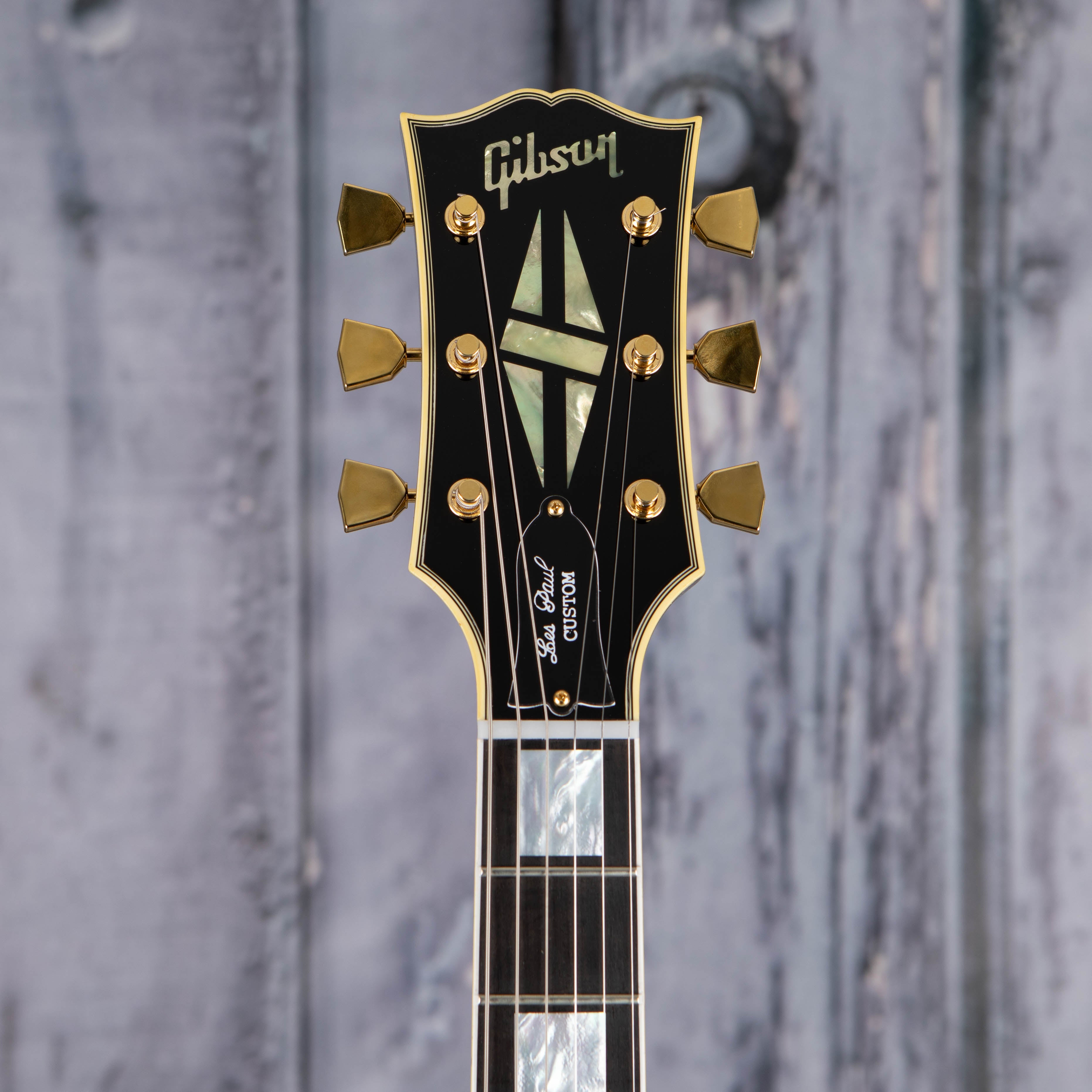 Gibson Custom Shop 1968 Les Paul Custom Reissue VOS Electric Guitar, Ebony, front headstock