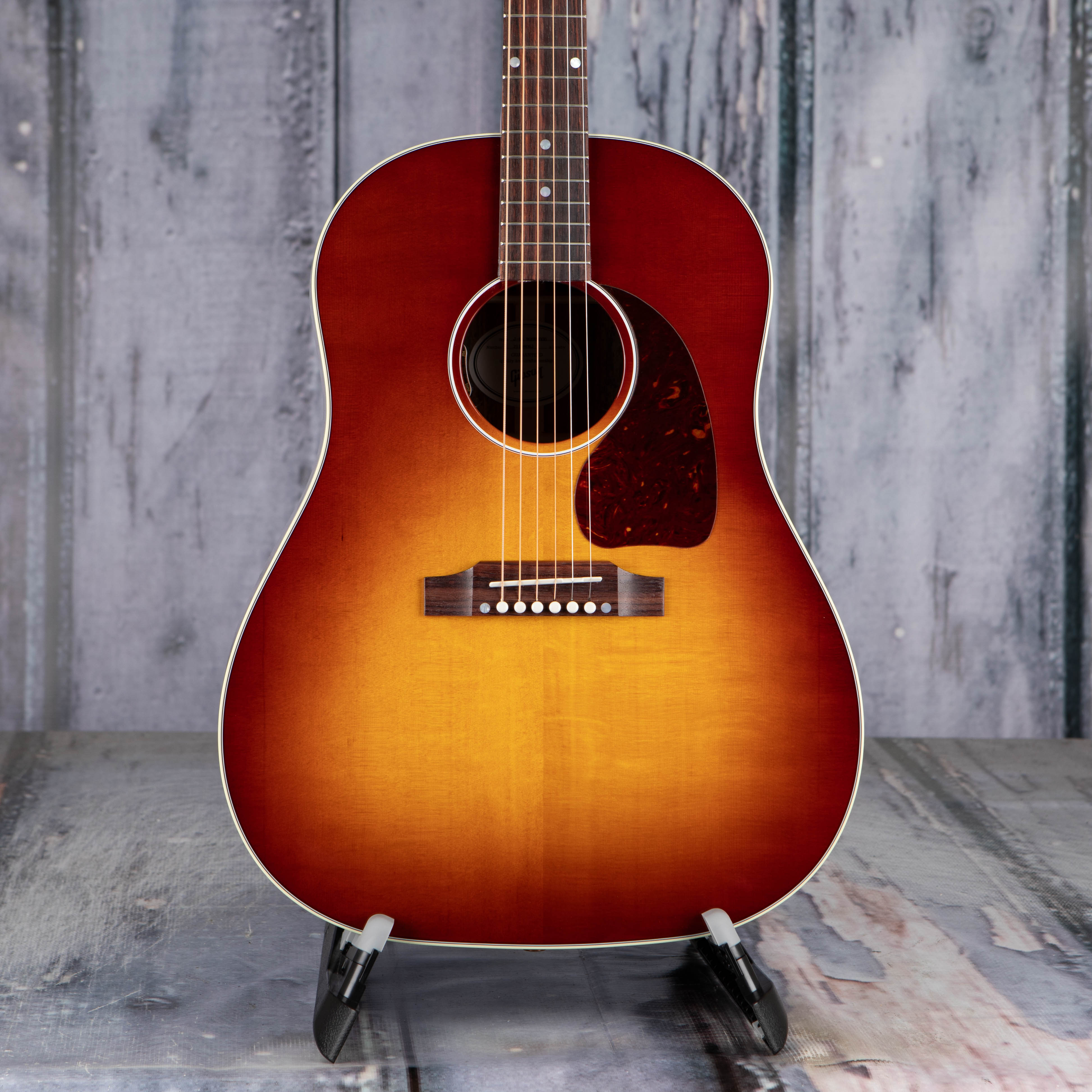 Gibson J-45 Standard Rosewood Acoustic/Electric Guitar, Rosewood Burst, front closeup