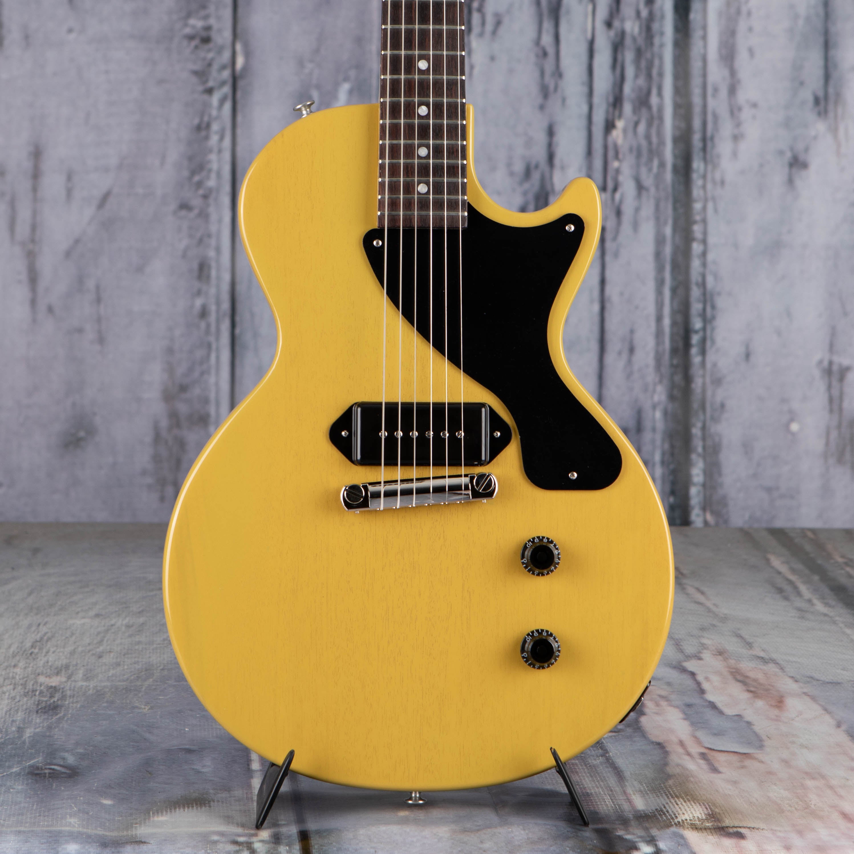 Gibson Les Paul Junior Electric Guitar, TV Yellow, front closeup