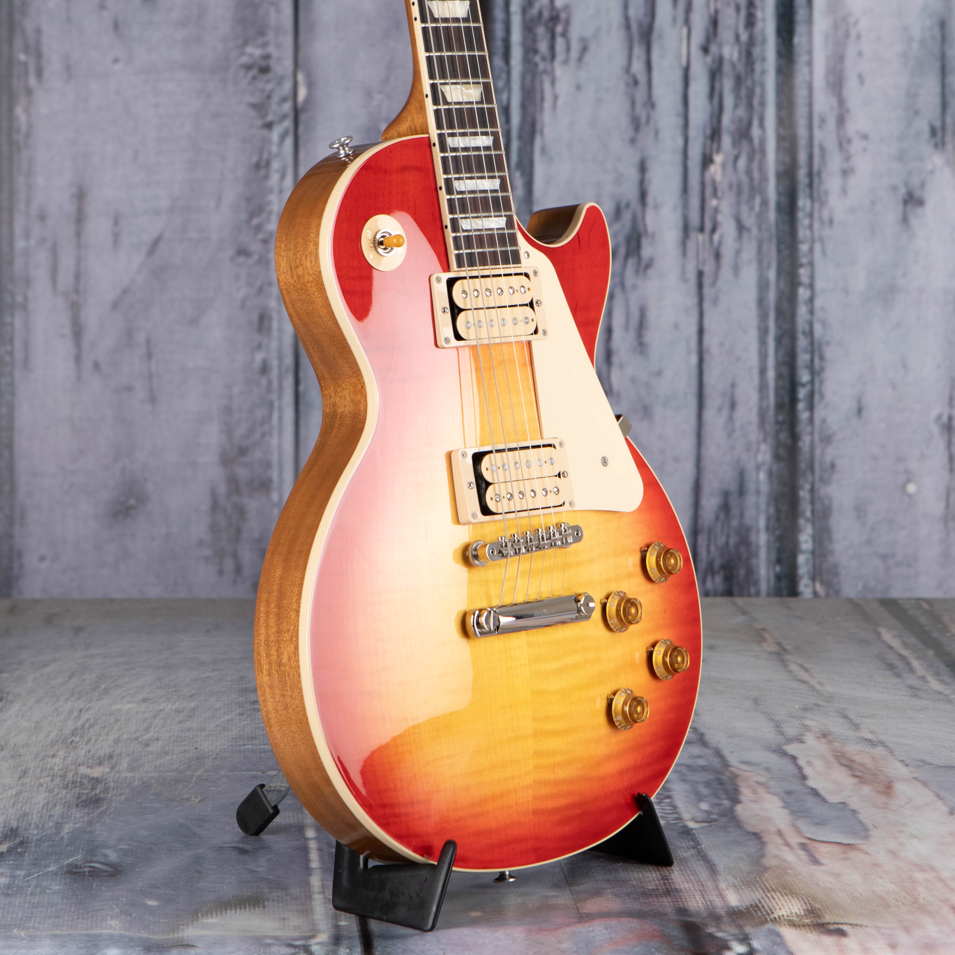 Gibson Limited Edition Les Paul Standard 50s Double Trouble Electric Guitar, Vintage Cherry Sunburst Gloss, angle