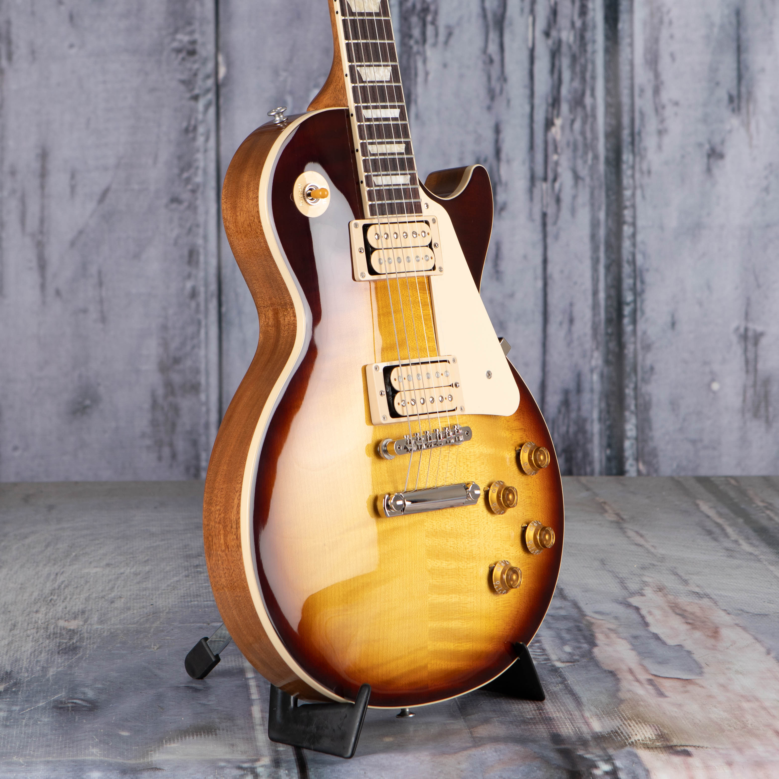 Gibson Limited Edition Les Paul Standard 50s Double Trouble Electric Guitar, Vintage Tobacco Burst Gloss, angle