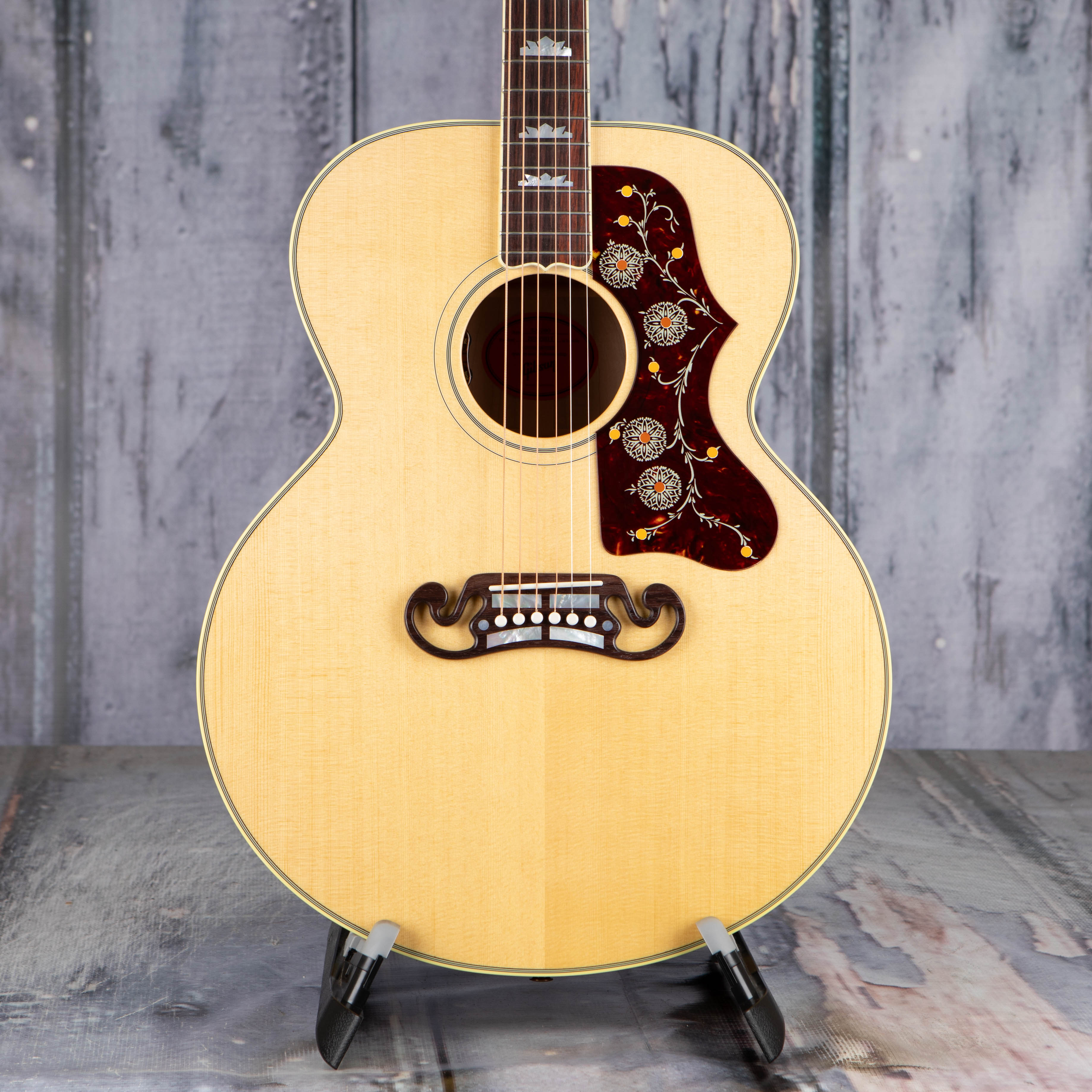 Gibson Montana SJ-200 Original Acoustic/Electric Guitar, Antique Natural, front closeup