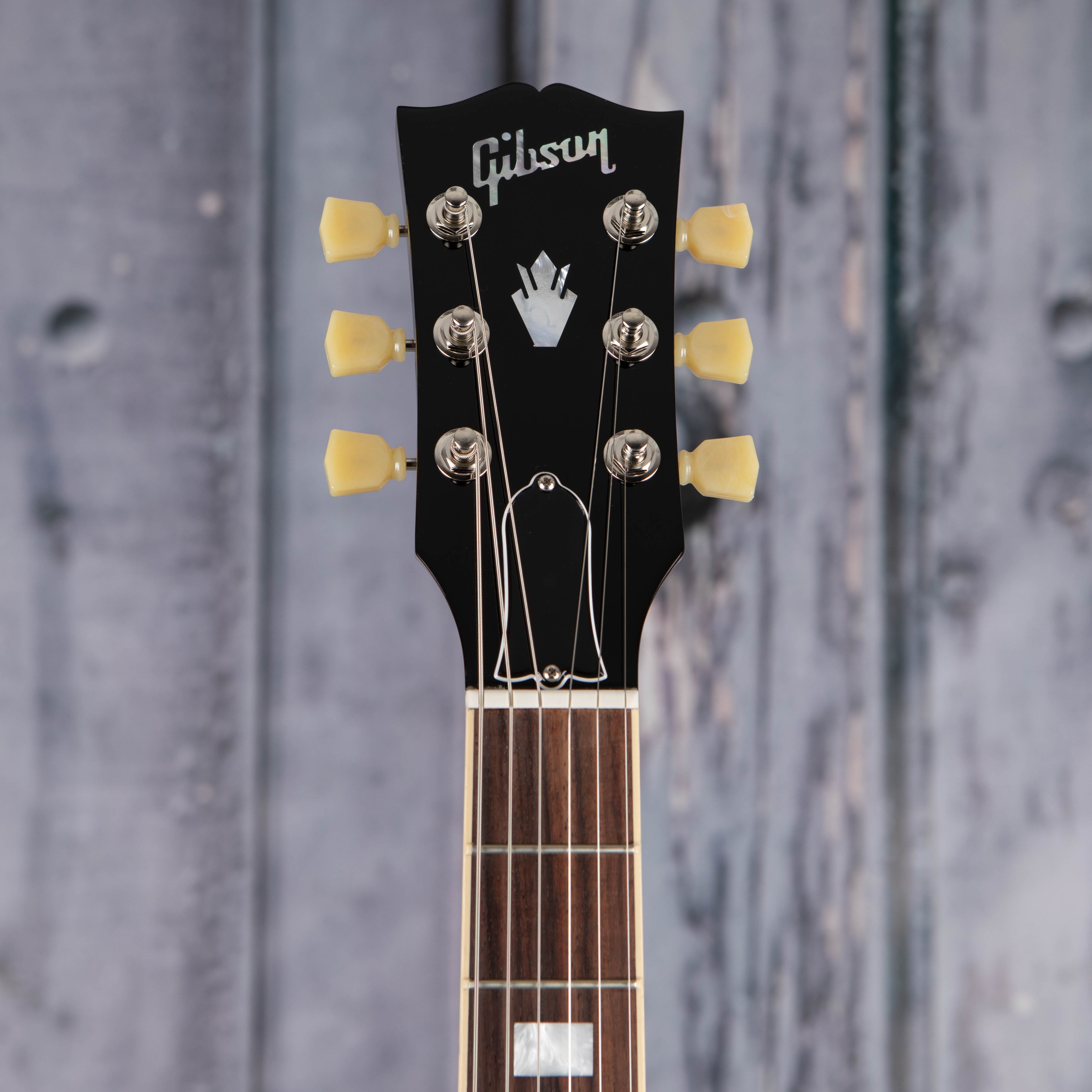 Gibson USA ES-335 Figured Semi-Hollowbody Guitar, Iced Tea, front headstock