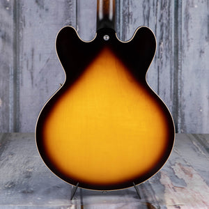 Gibson USA ES-335 Satin Semi-Hollowbody Guitar, Satin Vintage Sunburst, back closeup