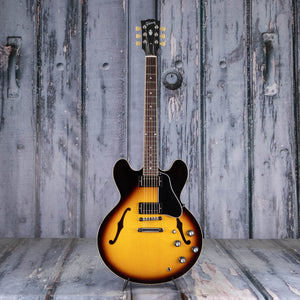 Gibson USA ES-335 Satin Semi-Hollowbody Guitar, Satin Vintage Sunburst, front