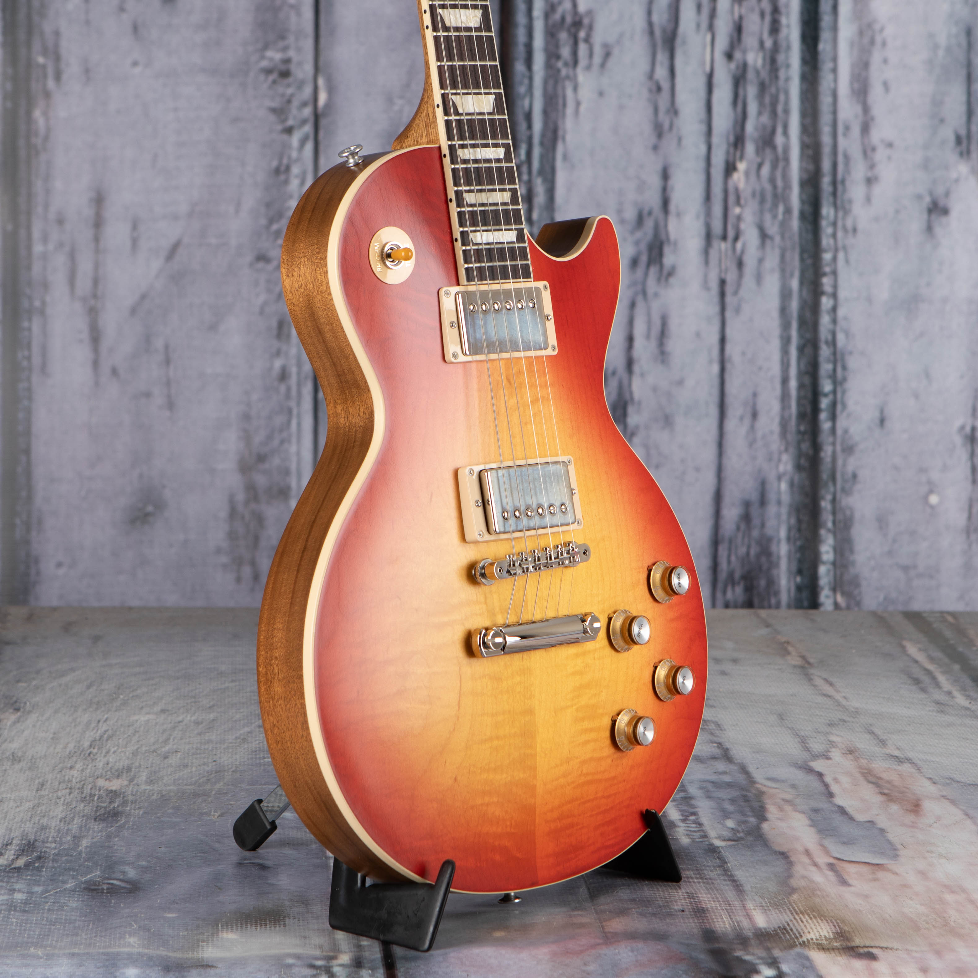 Gibson USA Les Paul Standard '60s Electric Guitar, Faded Vintage Cherry Sunburst, angle