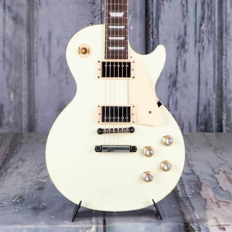 Gibson USA Les Paul Standard 60s Plain Top Electric Guitar, Classic White, front closeup