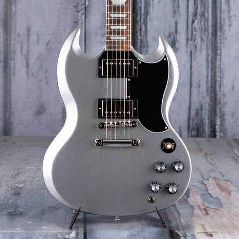 Gibson USA SG Standard '61 Electric Guitar, Silver Mist, front closeup