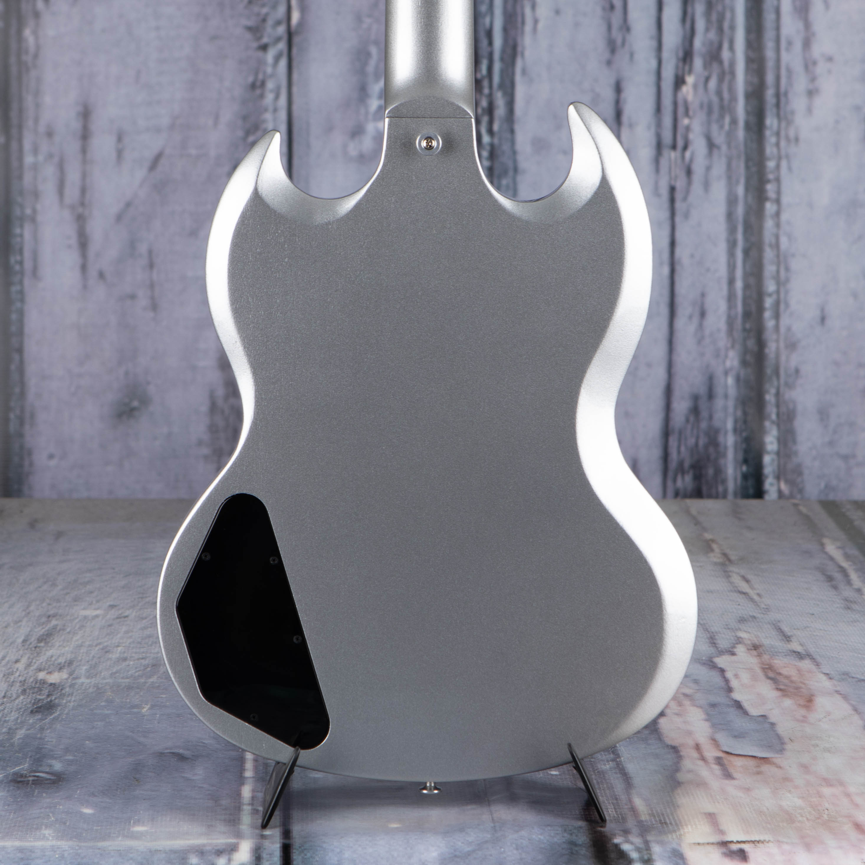 Gibson USA SG Standard Electric Guitar, Silver Metallic, back closeup