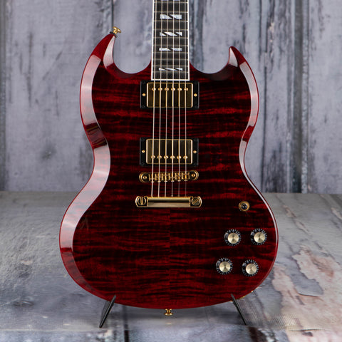 Gibson USA SG Supreme Electric Guitar, Wine Red, front closeup