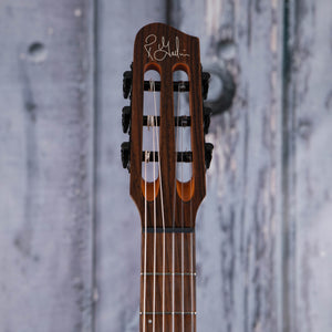 Godin Multiac Mundial Nylon Acoustic/Electric Guitar, Arctik Blue, front headstock