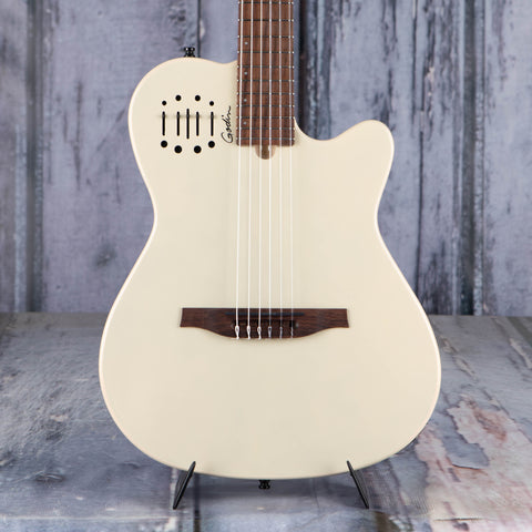 Godin Multiac Mundial Nylon Acoustic/Electric Guitar, Ozark Cream, front closeup