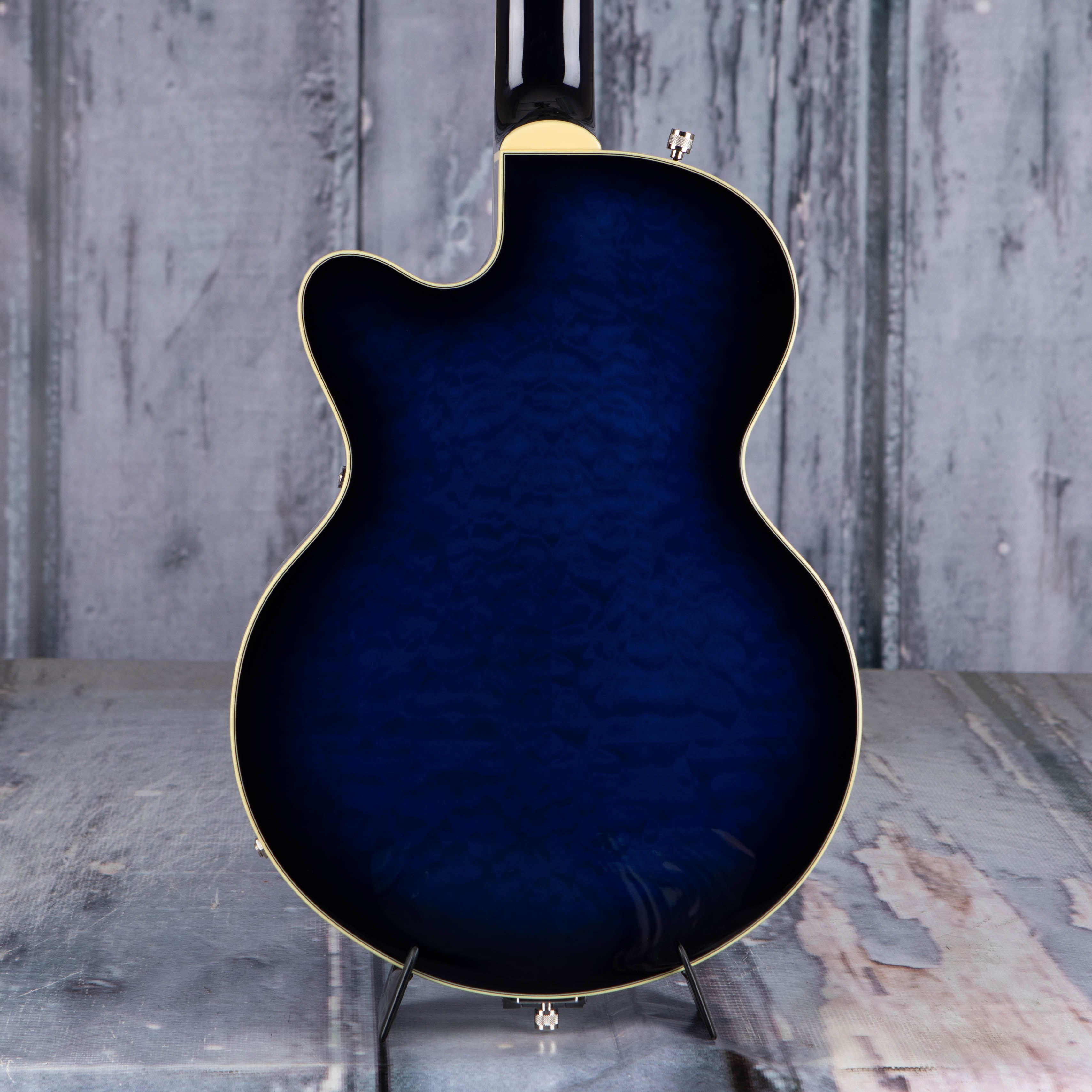 Gretsch G5655T-QM Electromatic Center Block Jr. Single-Cut Quilted Maple With Bigsy Semi-Hollowbody Guitar, Hudson Sky, back closeup