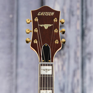Gretsch G6120-55 Vintage Select Edition '55 Chet Atkins Hollowbody W/ Bigsby Electric Guitar, Vintage Orange Stain Lacquer, front headstock