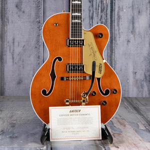 Gretsch G6120TG-DS Players Edition Nashville Hollow Body DS W/ String-Thru Bigsby And Gold Hardware Guitar, Roundup Orange, coa