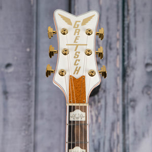 Gretsch G6136TG-OP Limited Edition Orville Peck Falcon W/ String-Thru Bigsby Hollowbody Guitar, Oro Sparkle, front headstock