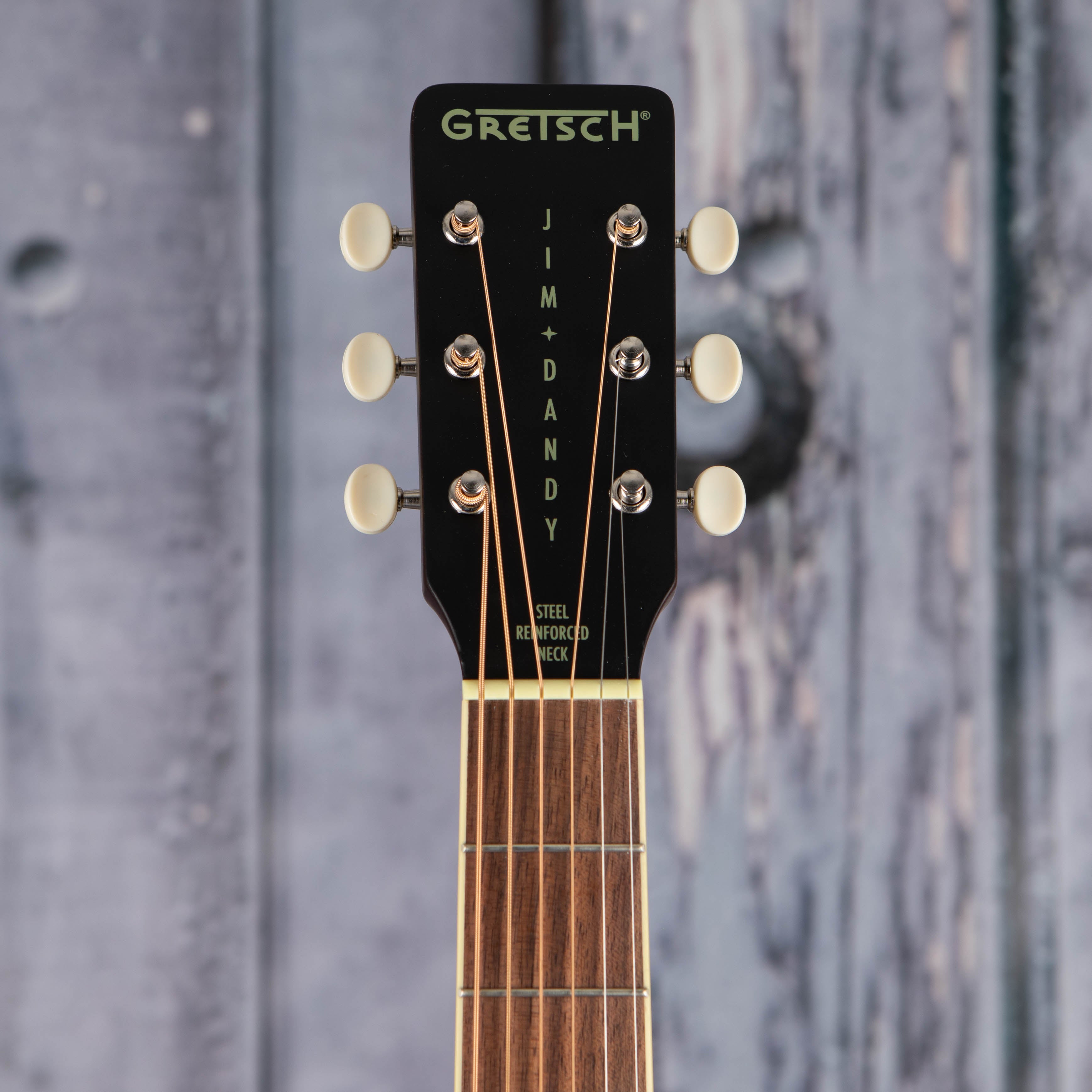 Gretsch Jim Dandy Dreadnought Acoustic Guitar, Rex Burst, front headstock