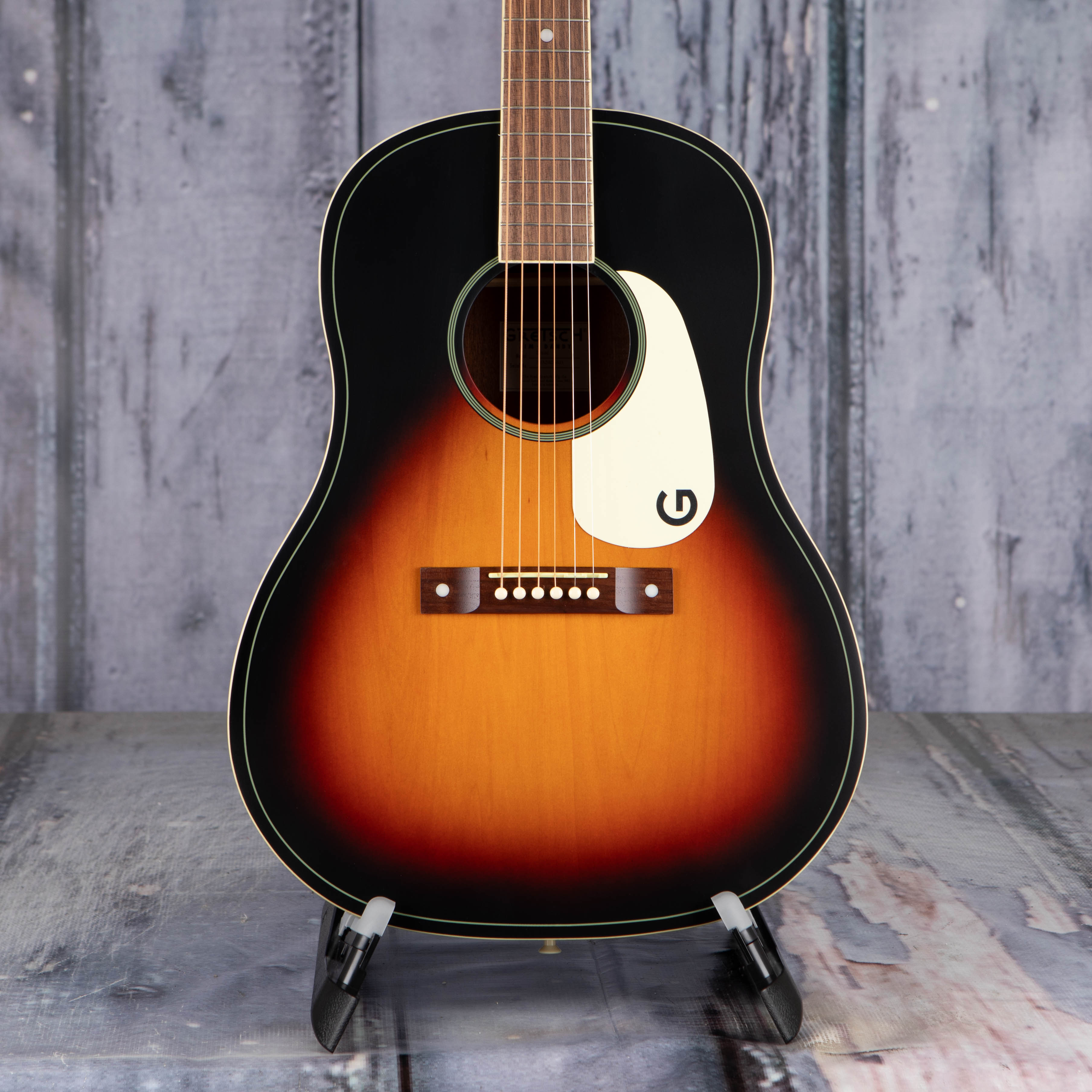 Gretsch Jim Dandy Dreadnought Acoustic Guitar, Rex Burst, front closeup