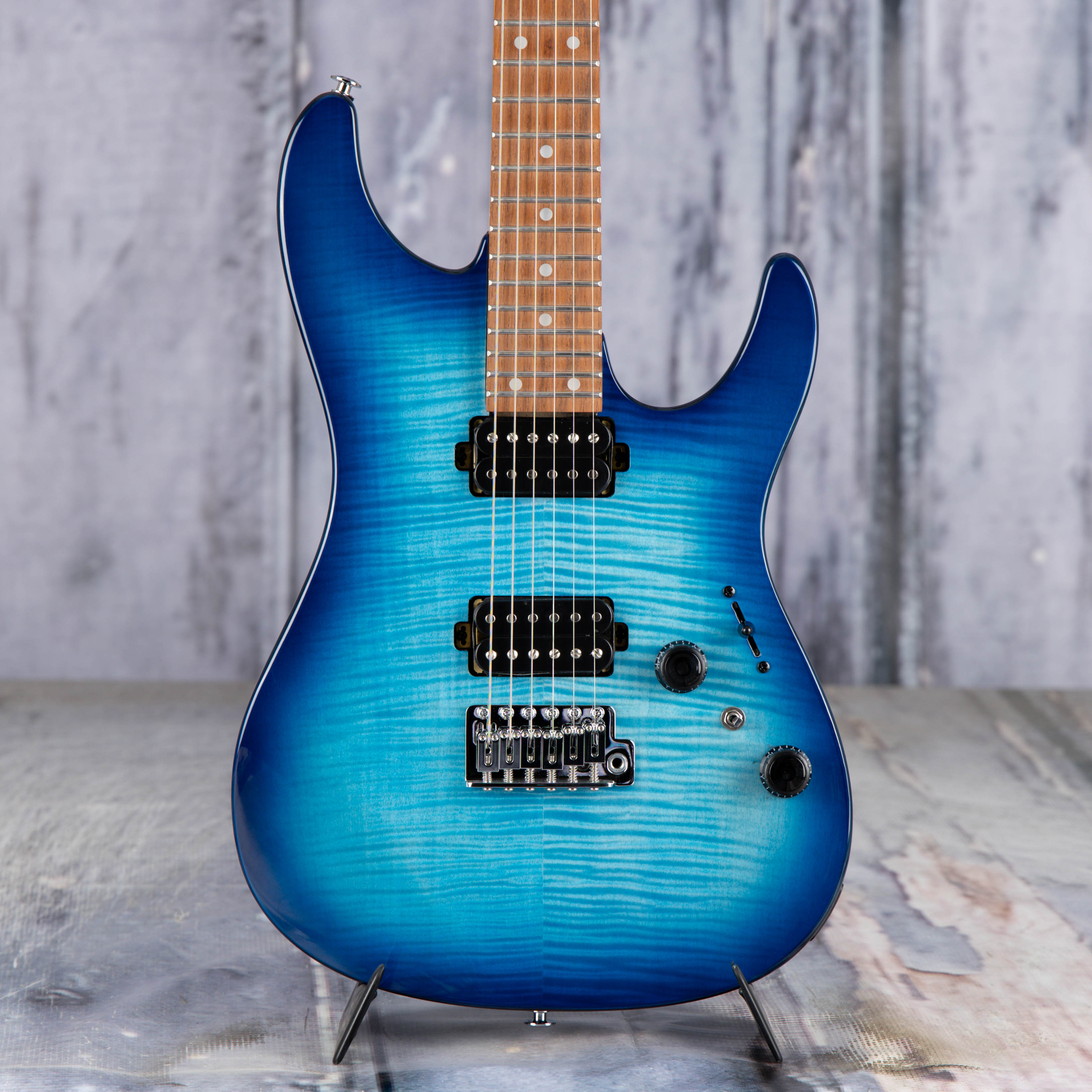 Ibanez AZ24SF1 Electric Guitar, Transparent Turquoise Burst, front closeup