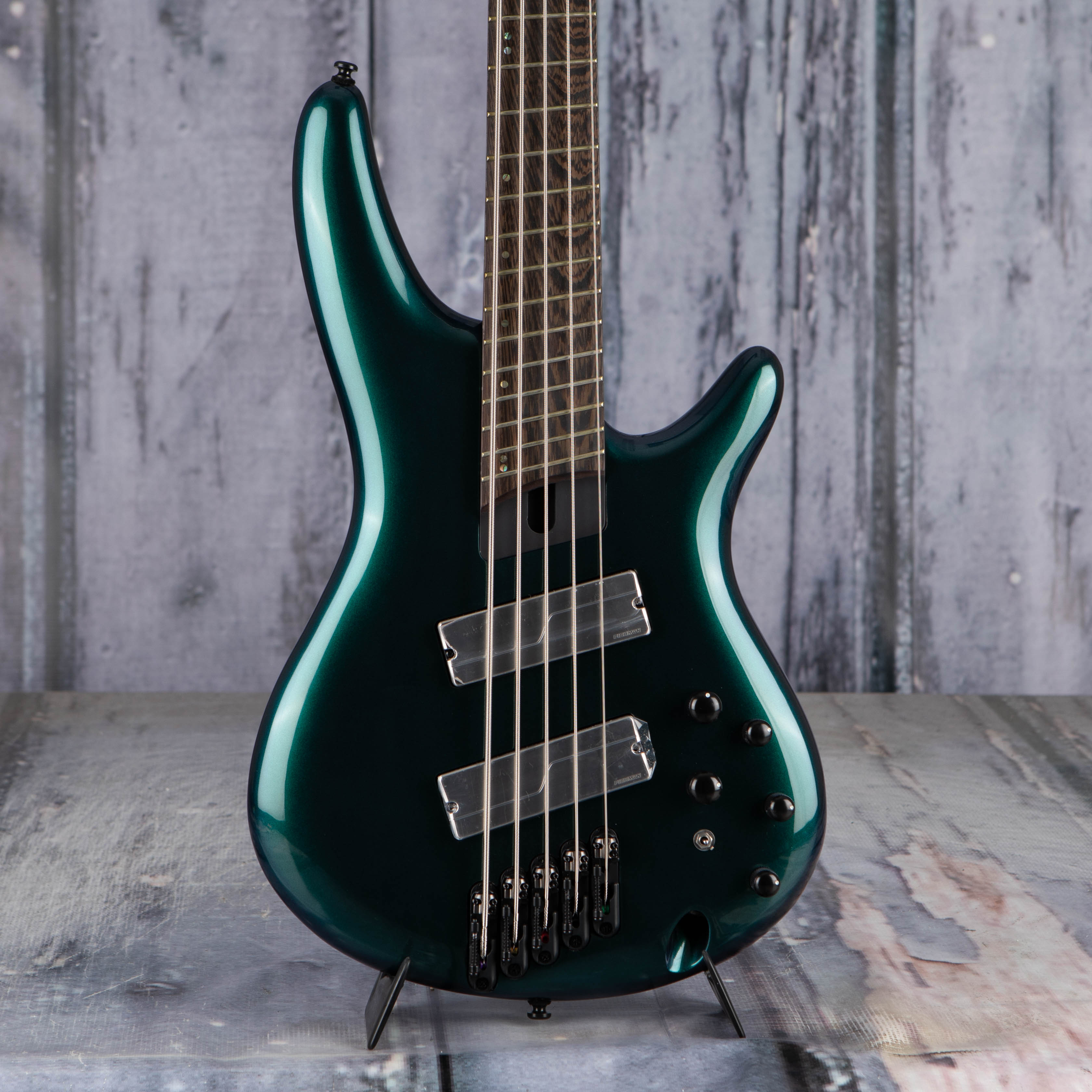 Ibanez Bass Workshop SRMS725 5-String Electric Bass Guitar, Blue Chameleon, front