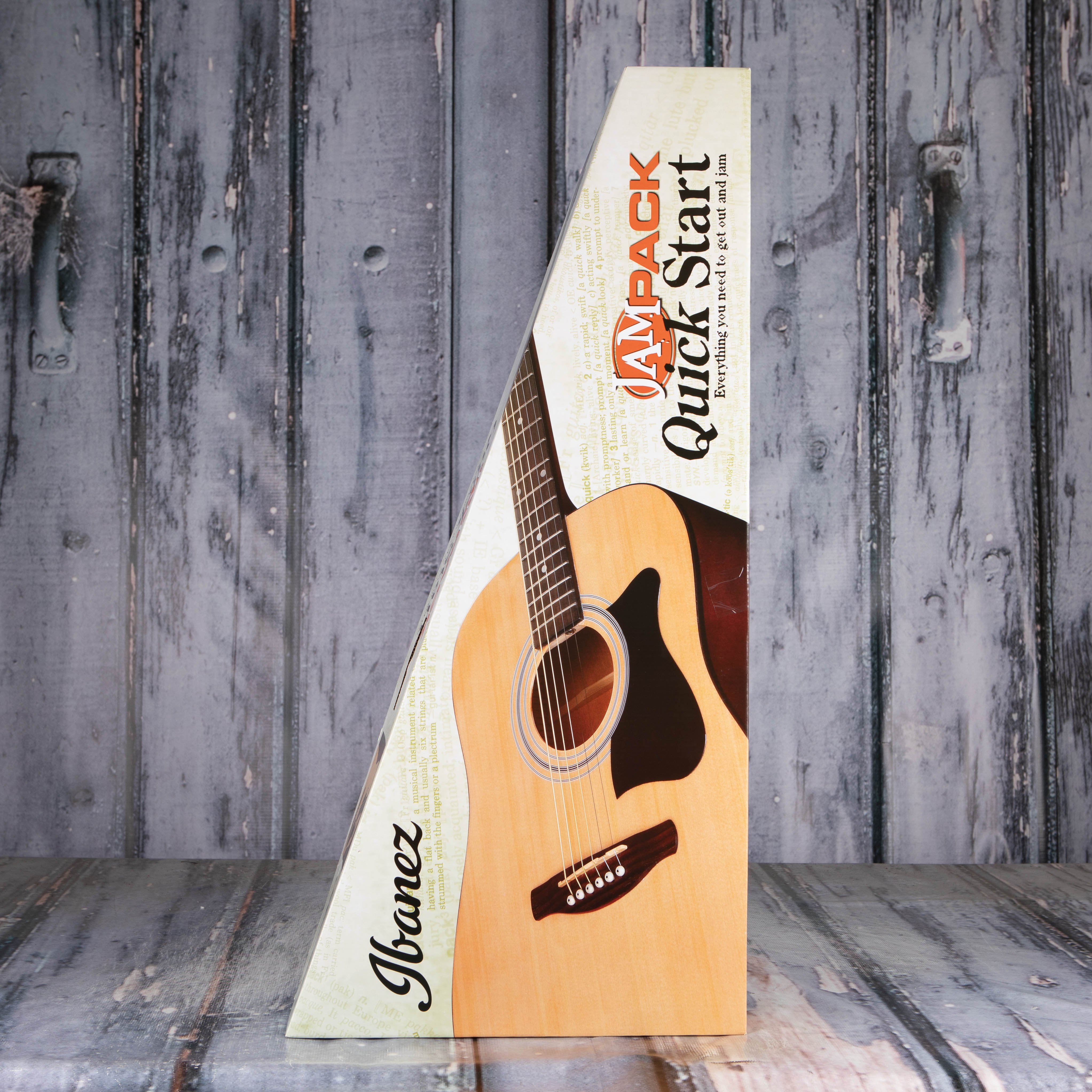 Ibanez IJV50 Dreadnought Jam Pack Acoustic Guitar, Natural High Gloss, box