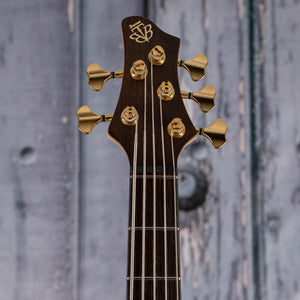 Ibanez Premium BTB1835 5-String Electric Bass Guitar, Natural Shadow Low Gloss, front headstock