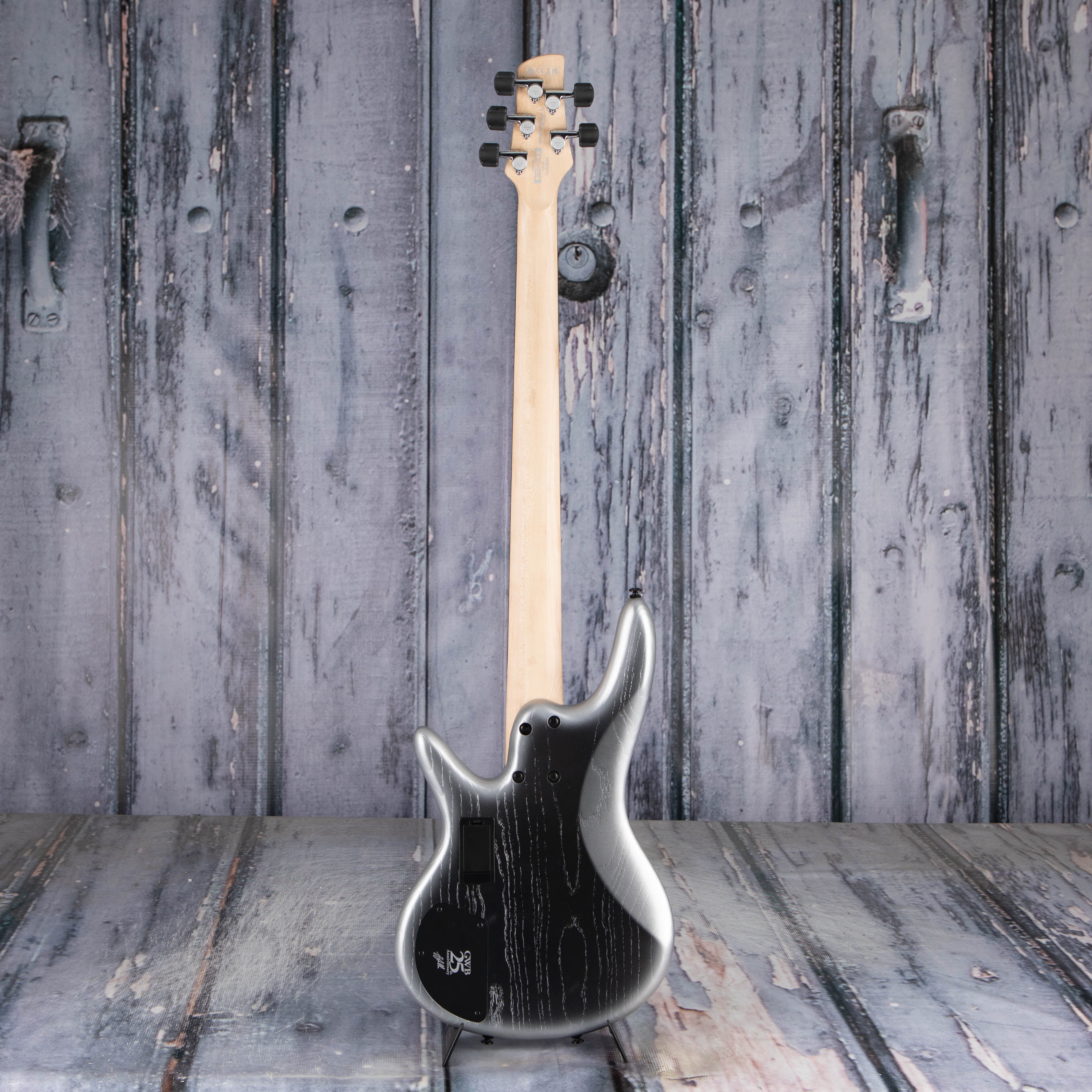 Ibanez Premium Gary Willis Signature Fretless 5-String Electric Bass Guitar, Silver Wave Burst Flat, back