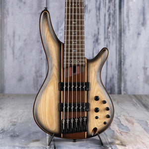 Ibanez Premium SR1346B 6-String Electric Bass Guitar, Dual Shadow Burst Flat, front closeup
