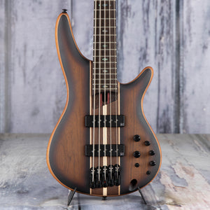 Ibanez Premium SR1355B 5-String Electric Bass Guitar, Dual Mocha Burst Flat, front closeup