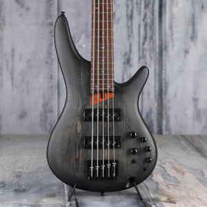 Ibanez SR605E 5-String Electric Bass Guitar, Black Stained Burst, front closeup