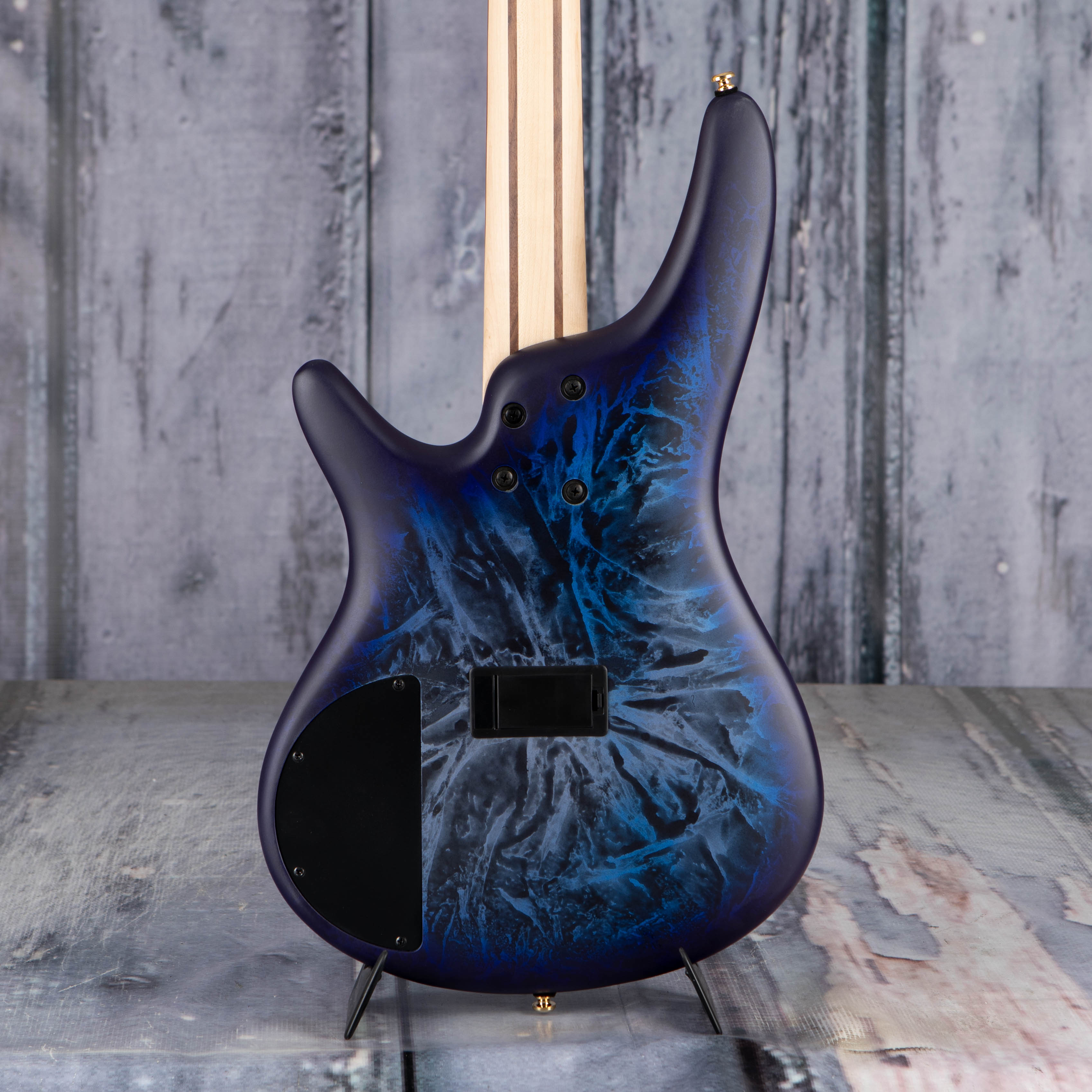 Ibanez Standard SR300EDX Electric Bass Guitar, Cosmic Blue Frozen Matte, back closeup