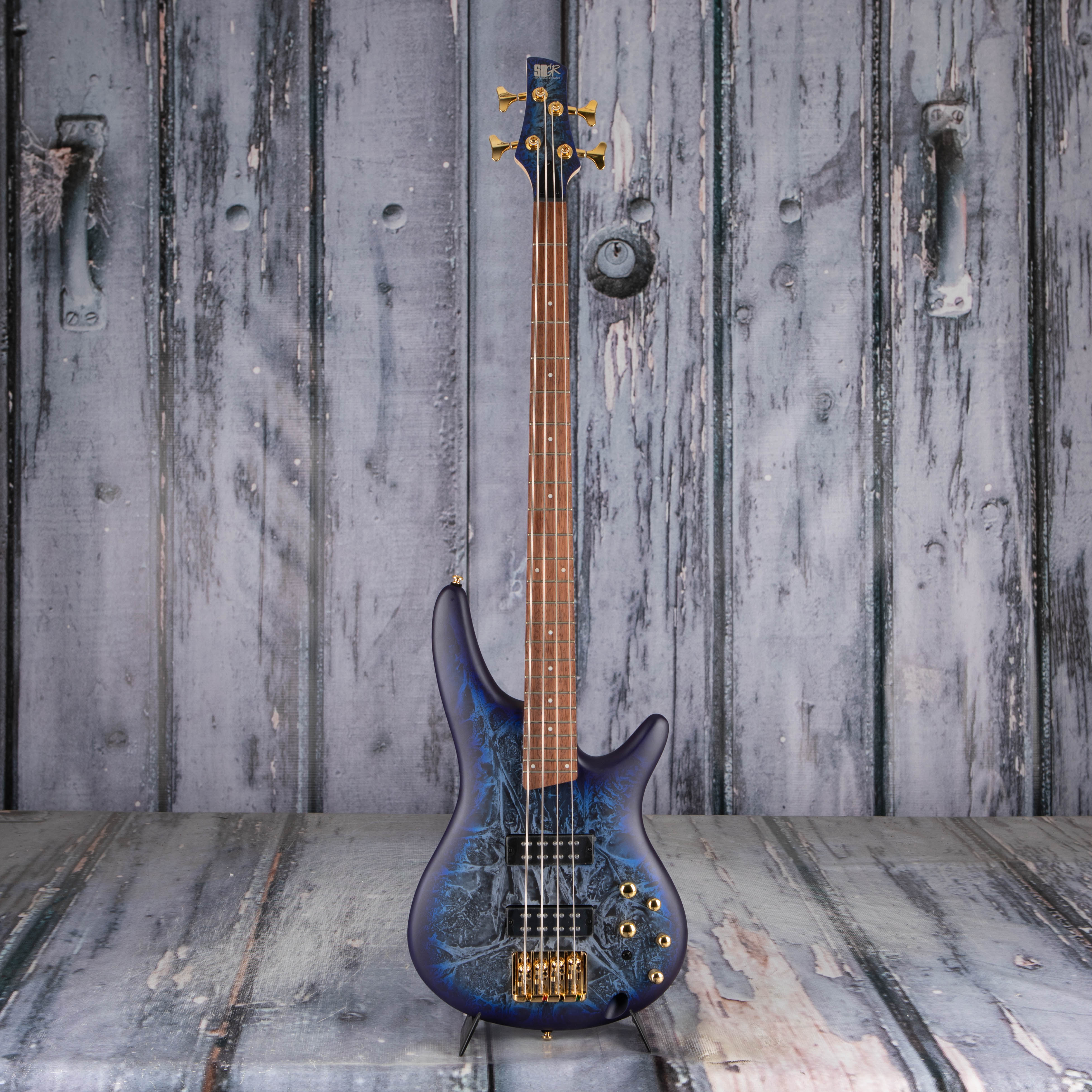 Ibanez Standard SR300EDX Electric Bass Guitar, Cosmic Blue Frozen Matte, front
