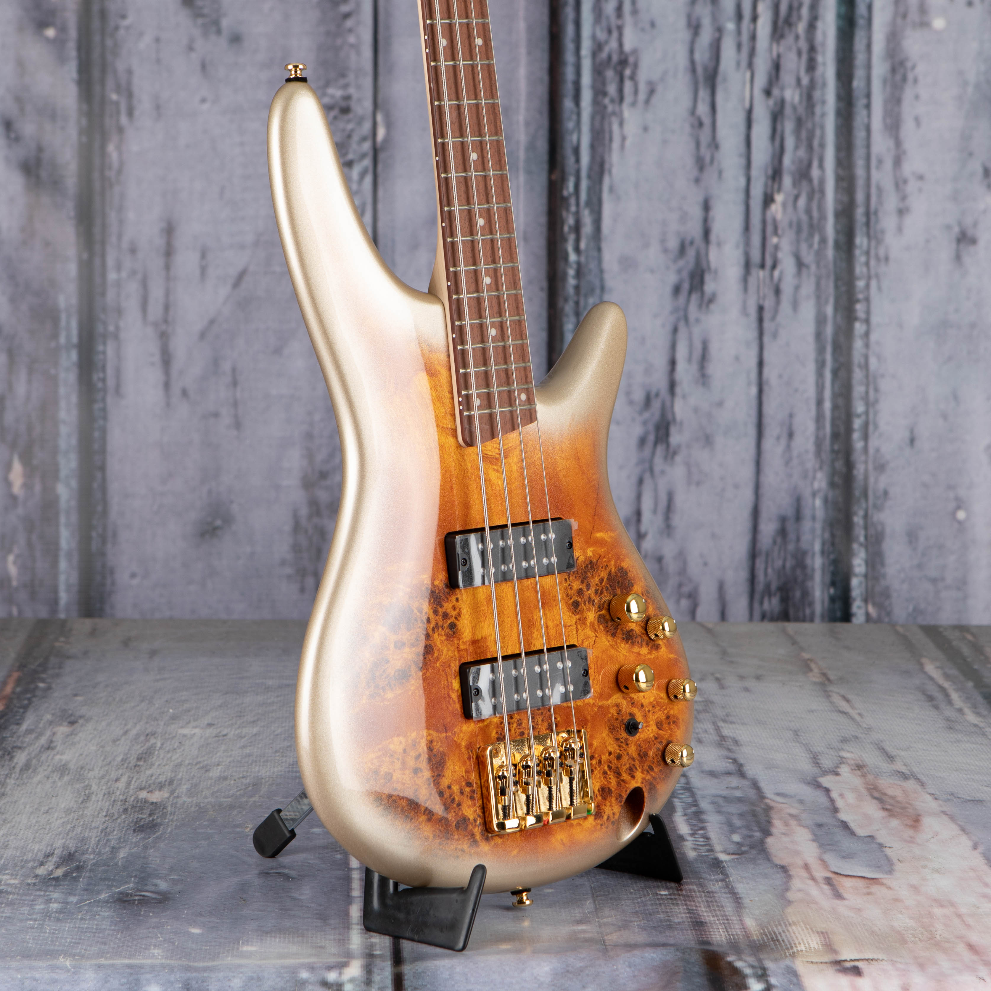 Ibanez Standard SR400EPBDX Electric Bass Guitar, Mars Gold Metallic Burst, angle