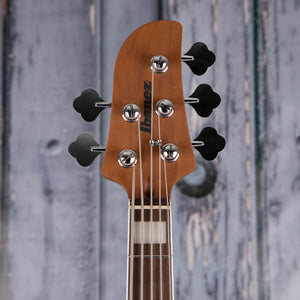 Ibanez Talman TMB405TA 5-String Electric Bass Guitar, Cosmic Blue Starburst, front headstock