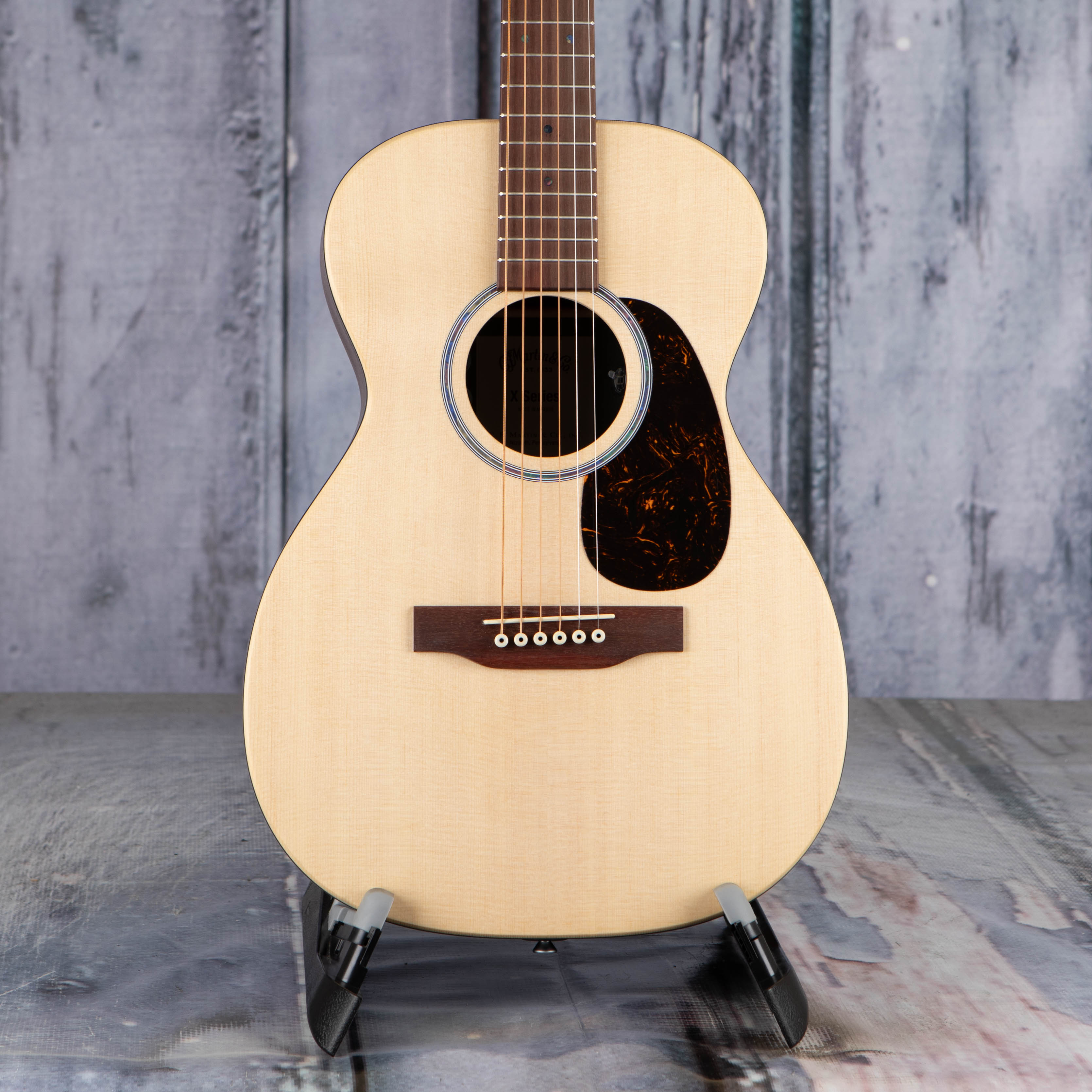 Martin 0-X2E Spruce/Cocobolo Acoustic/Electric Guitar, Natural, front closeup