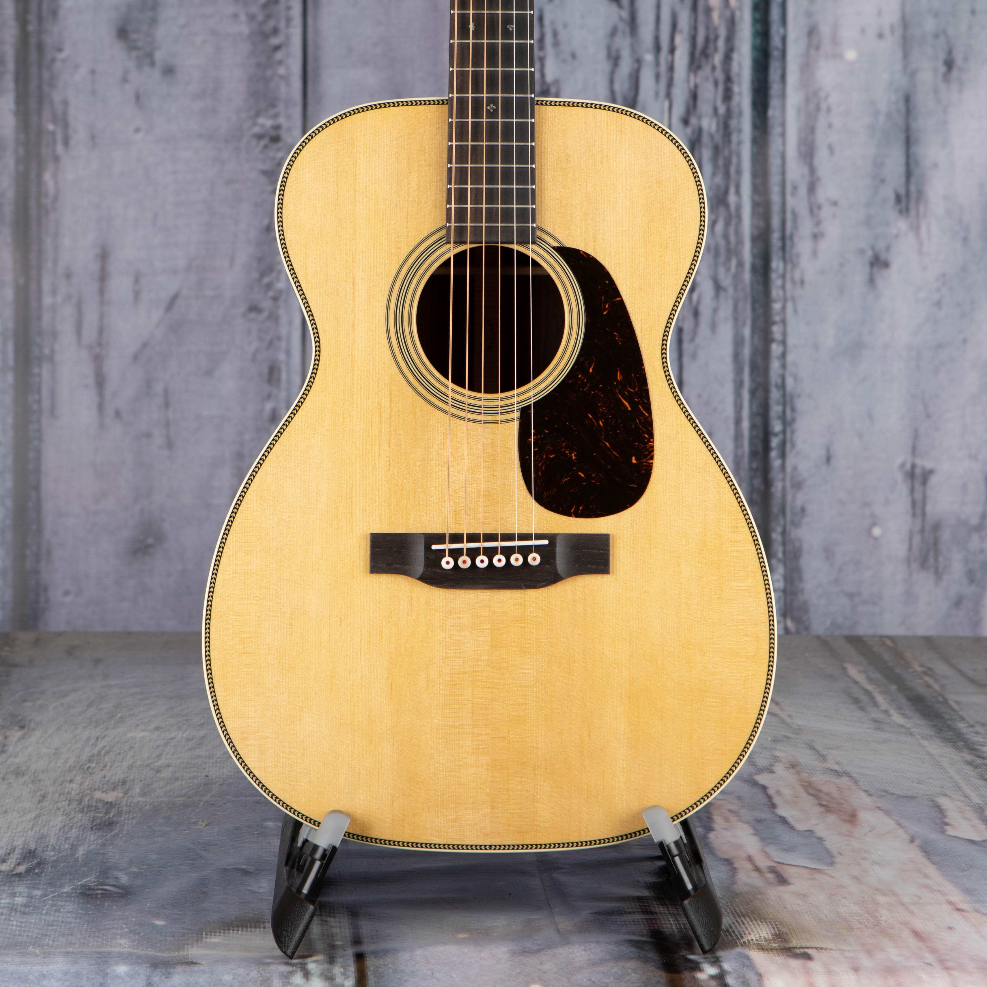 Martin 00-28 Acoustic Guitar, Natural, front closeup