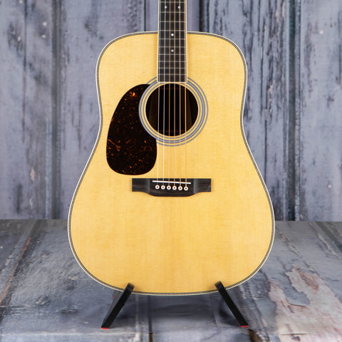 Martin HD-35 Left-Handed Acoustic Guitar, Natural, front closeup