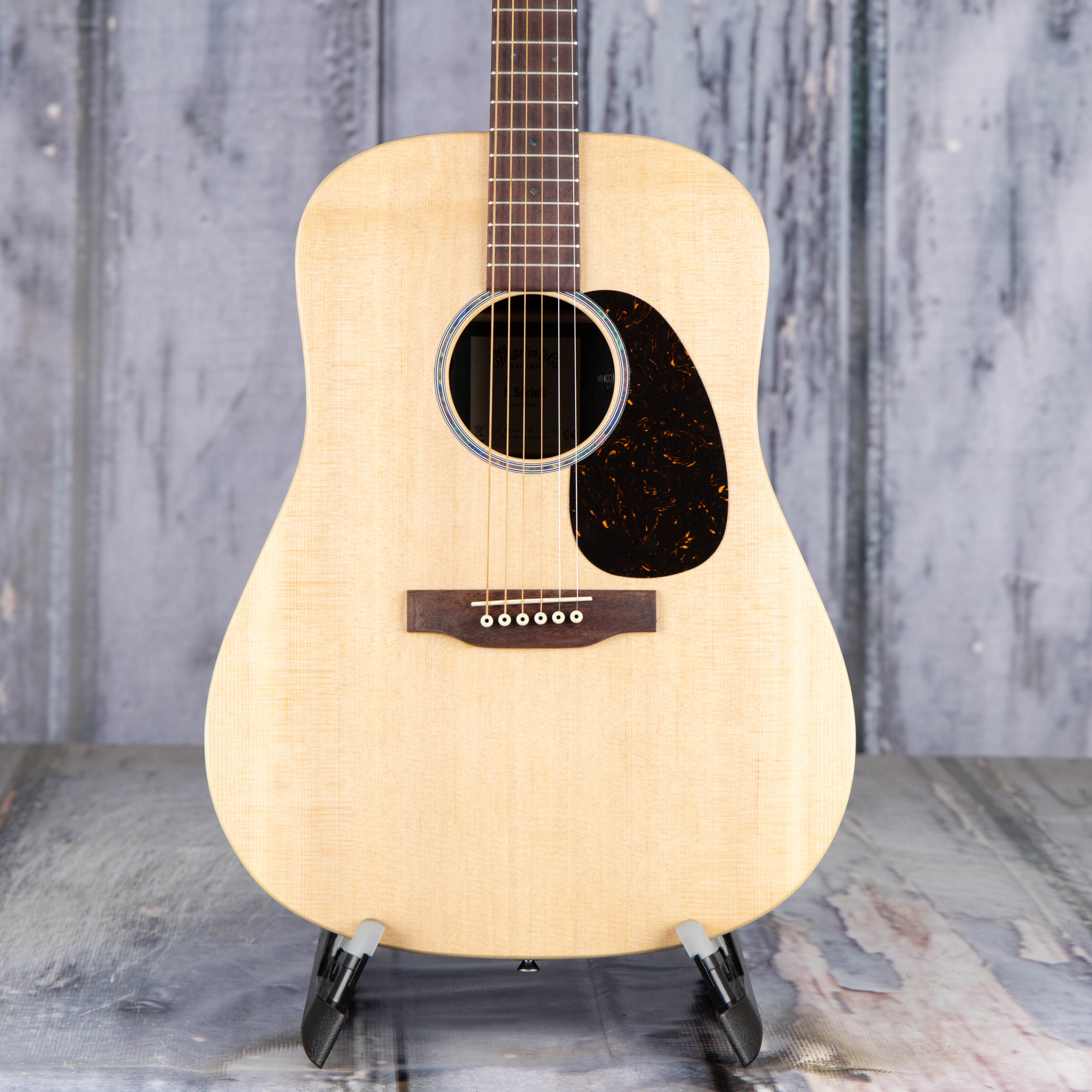 Martin D-X2E Brazilian Acoustic/Electric Guitar, Natural, front closeup