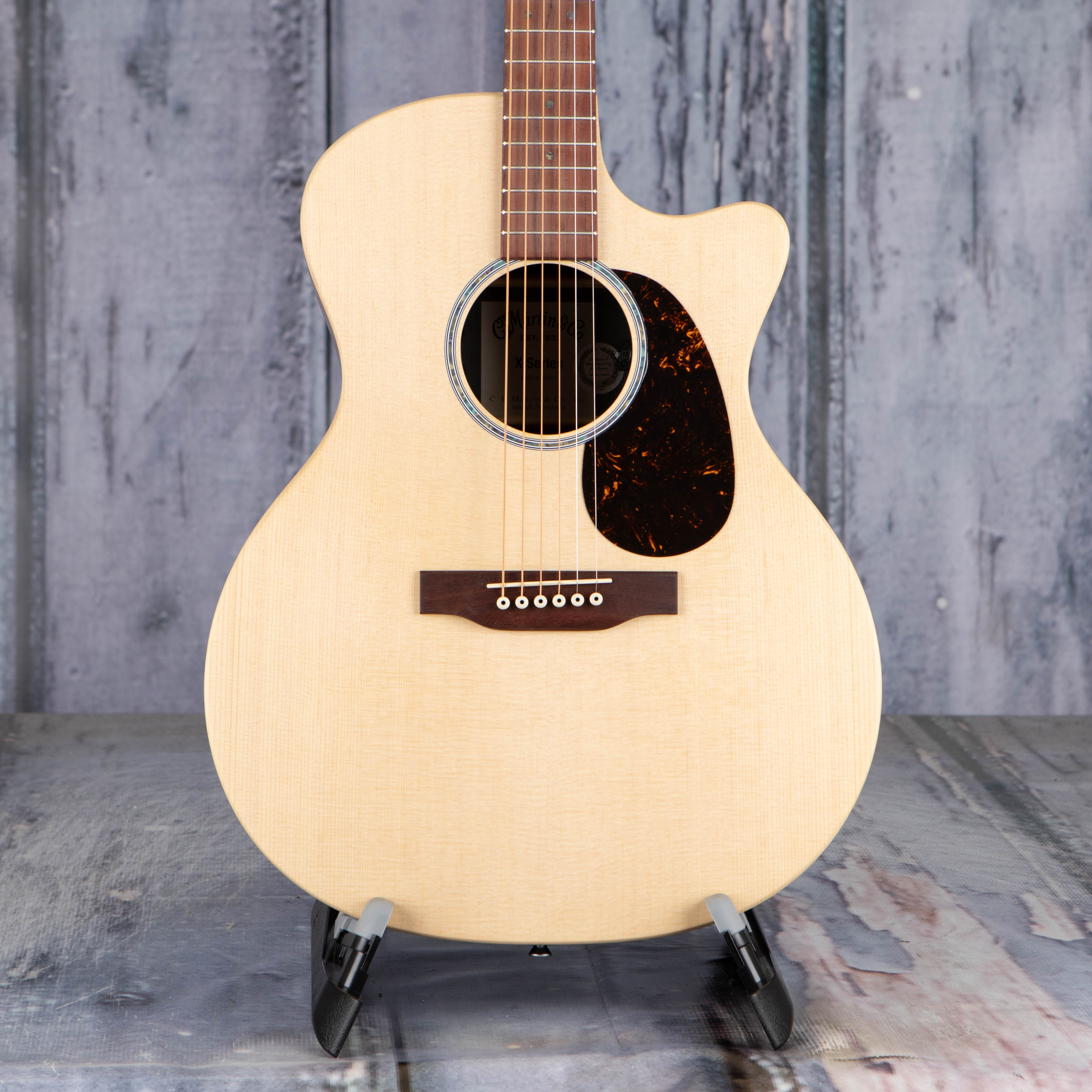 Martin GPC-X2E Acoustic/Electric Guitar, Natural, front closeup