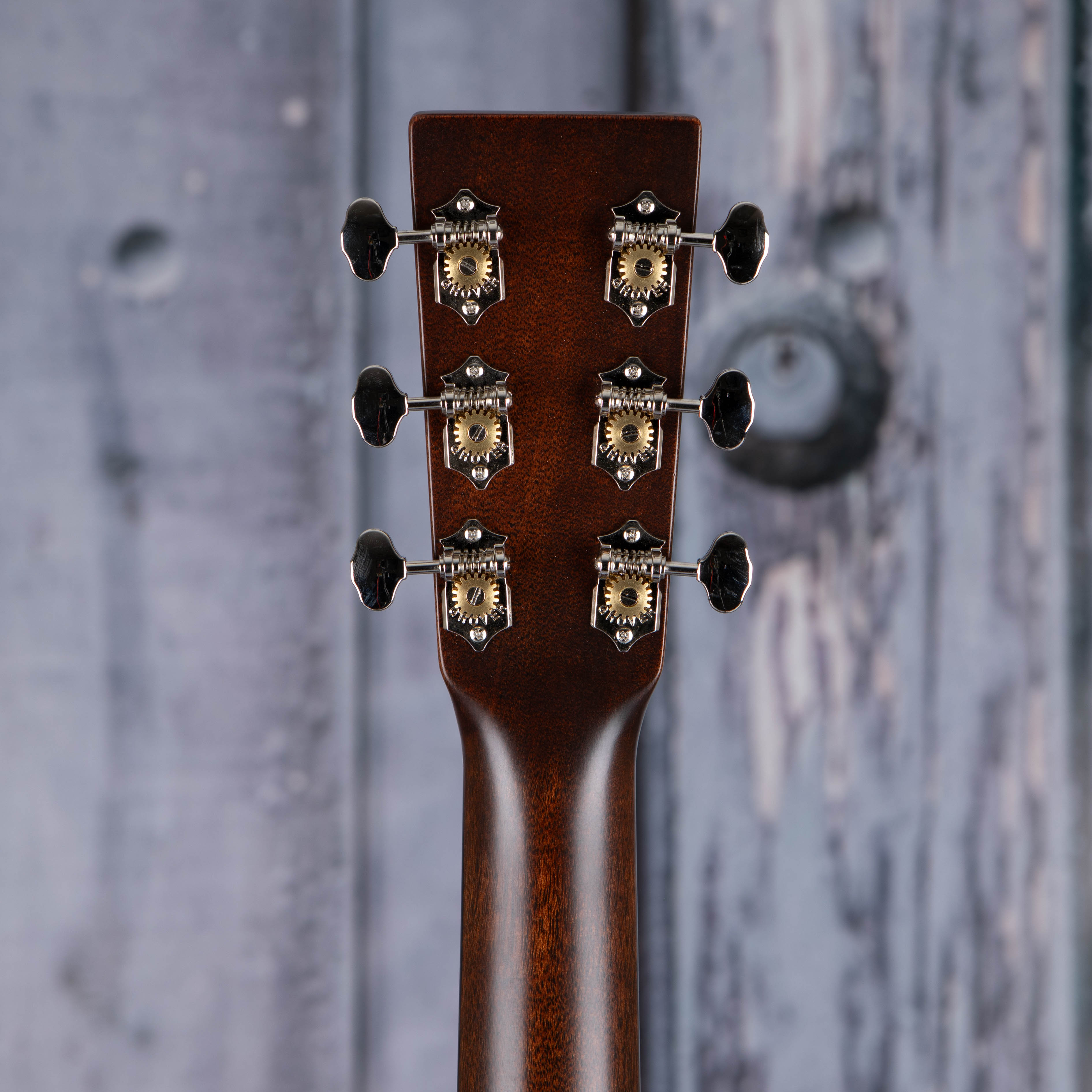 Martin OM-21 Acoustic Guitar, Natural, back headstock